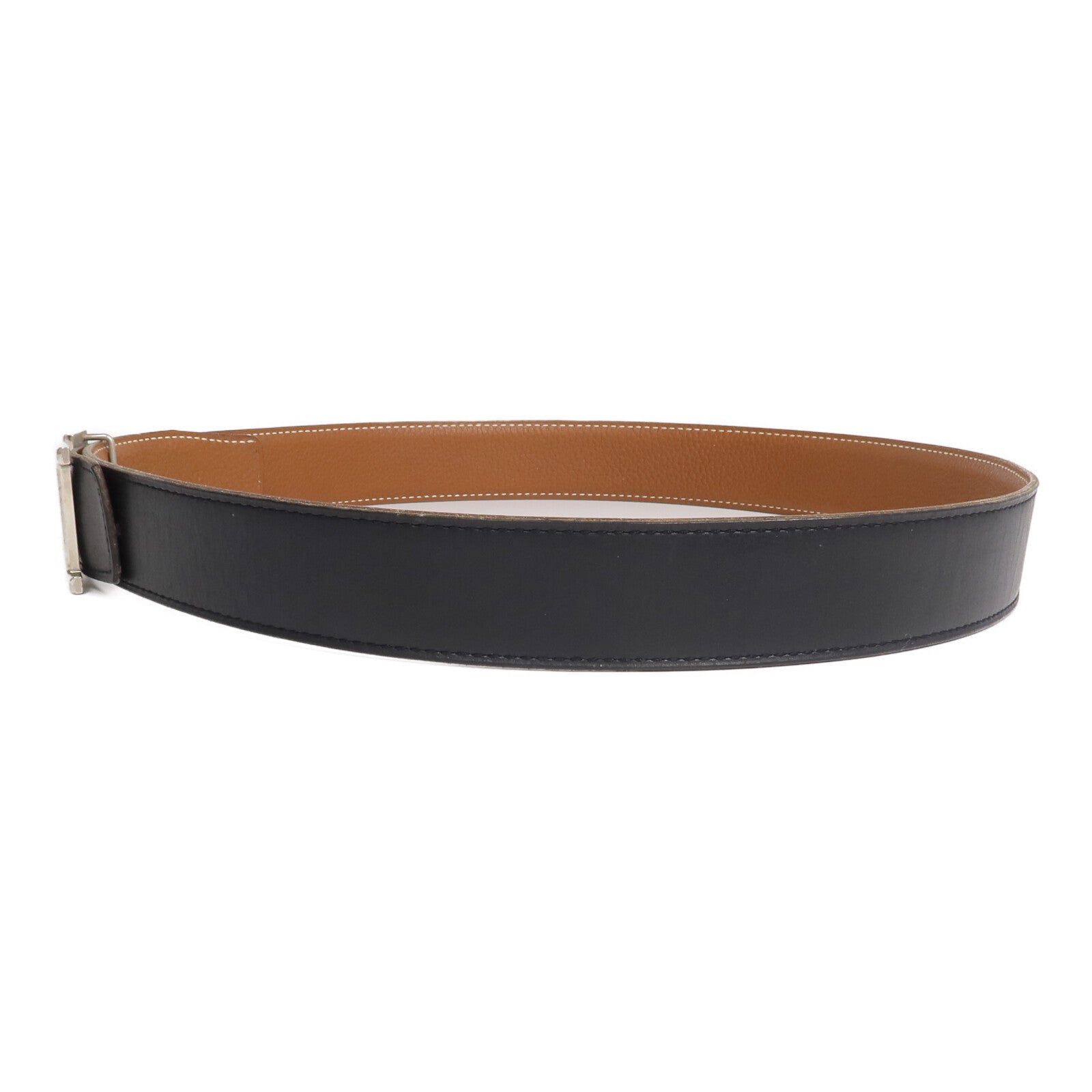 HERMES Togo/Box Calf皮革Constance Belt銀扣皮帶