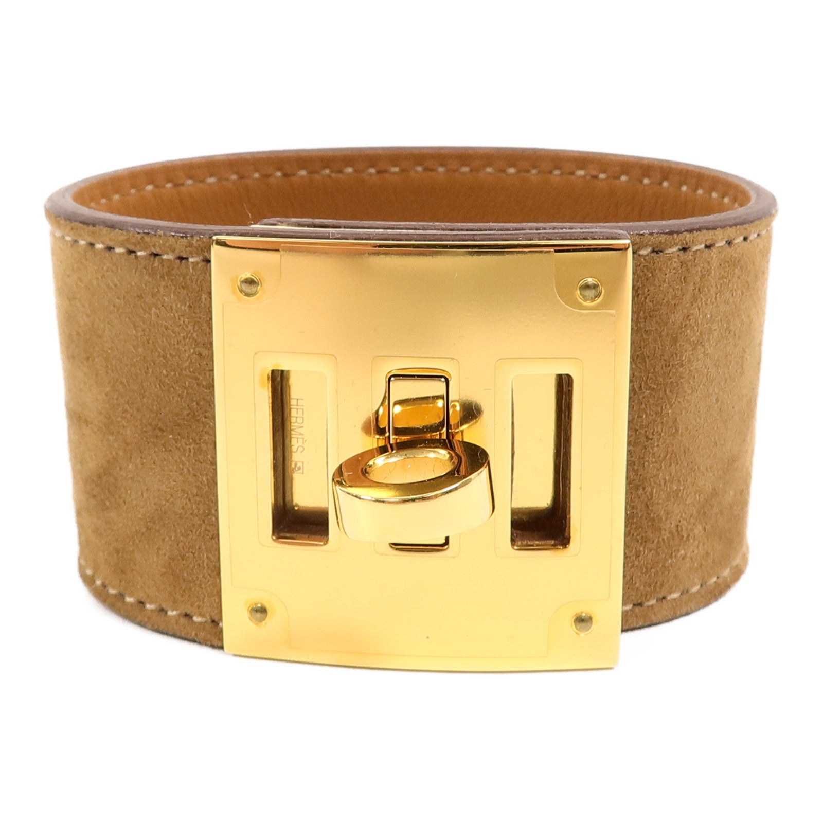 HERMES Doblis皮革Kelly Dog Bracelet手帶Alezan