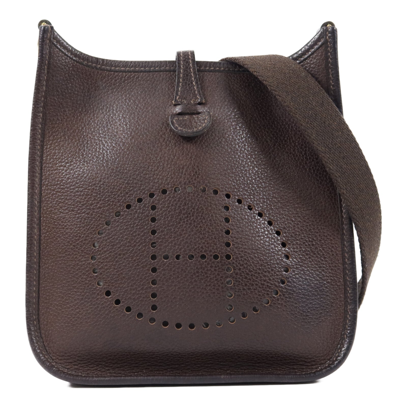 HERMES Clemence皮革Evelyne TPM肩背袋Chocolat
