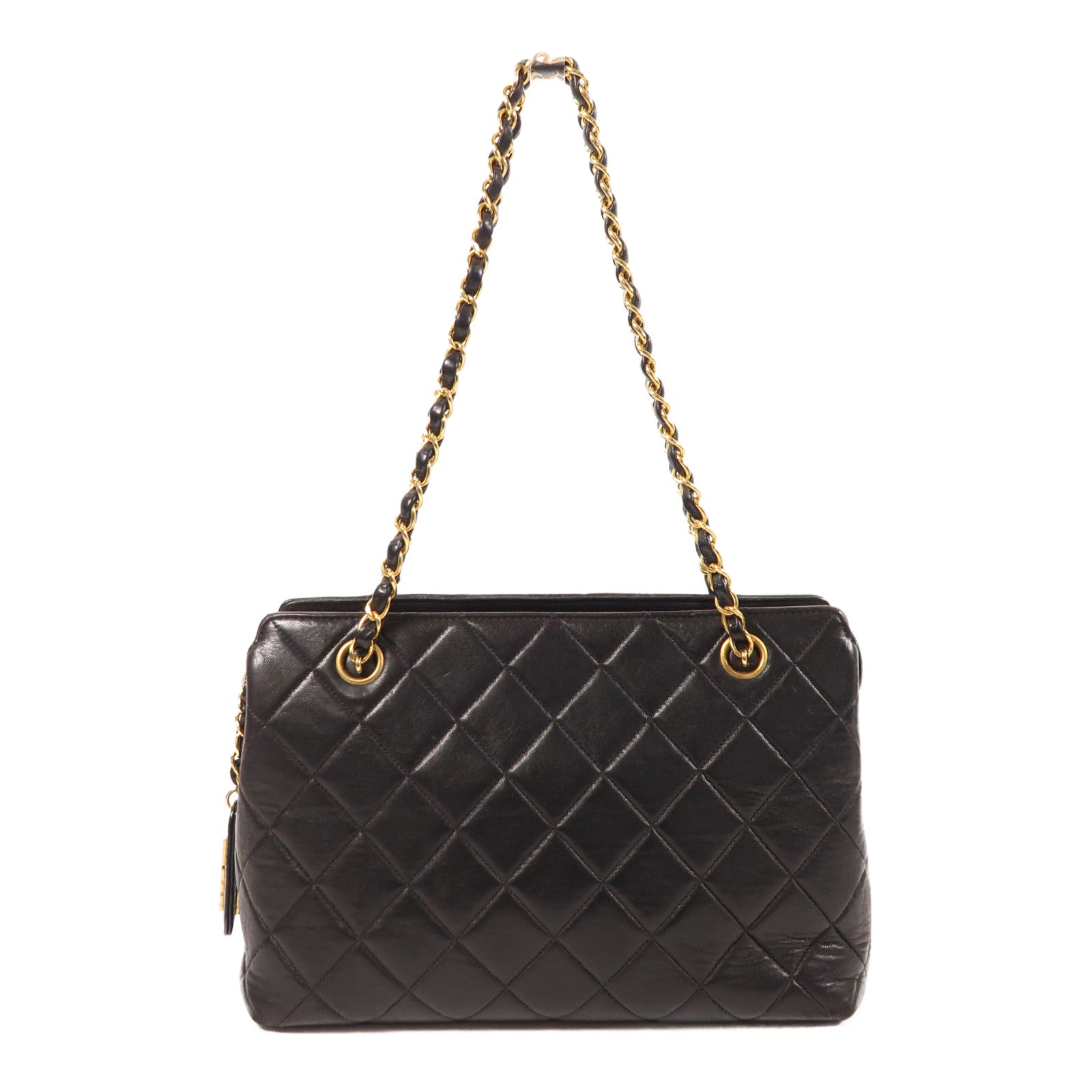 CHANEL 羊皮皮革Vintage Chain Shoulder金扣鏈帶肩背袋