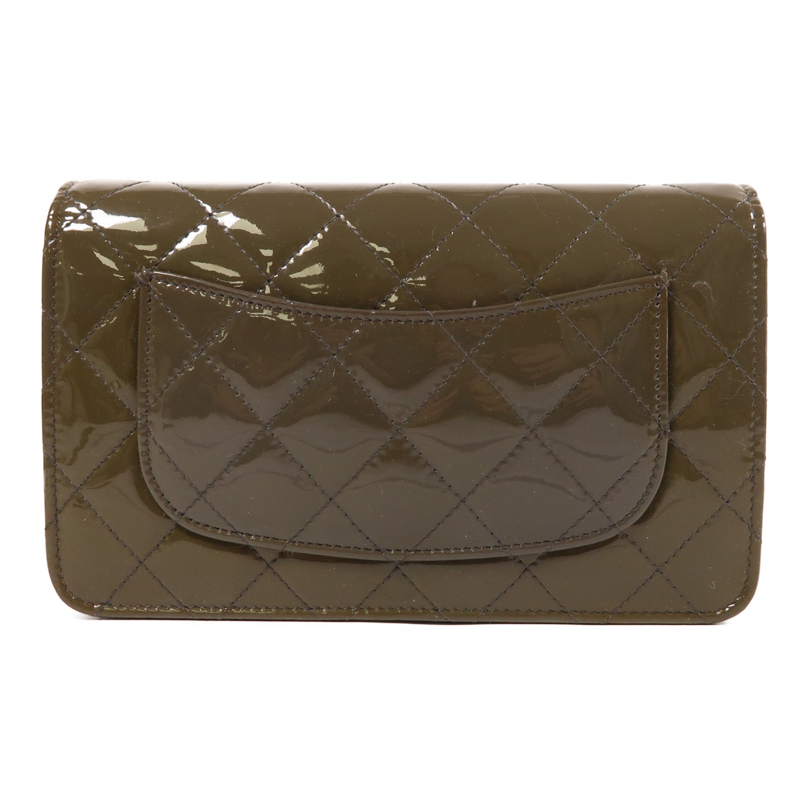 CHANEL 漆皮皮革WOC Wallet On Chain銀扣鏈帶肩背袋