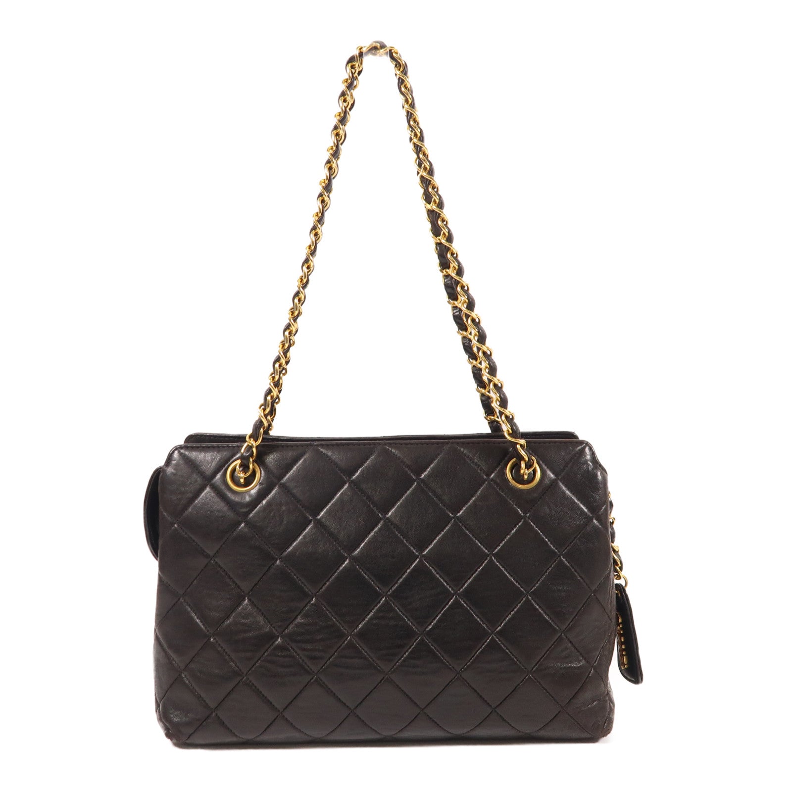 CHANEL 羊皮皮革Vintage Chain Shoulder金扣鏈帶肩背袋