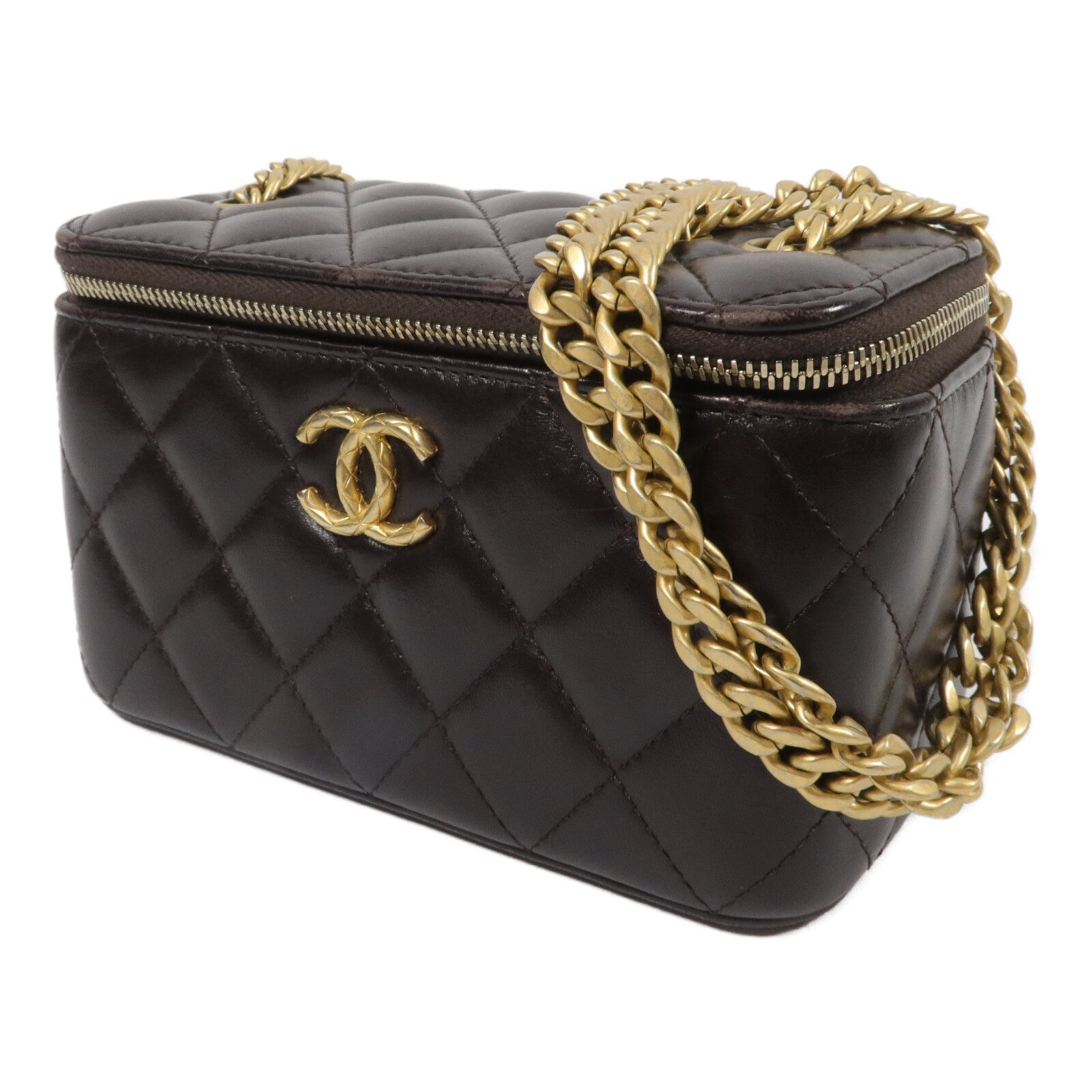 CHANEL 羊皮皮革Vanity Case鏈帶肩背袋