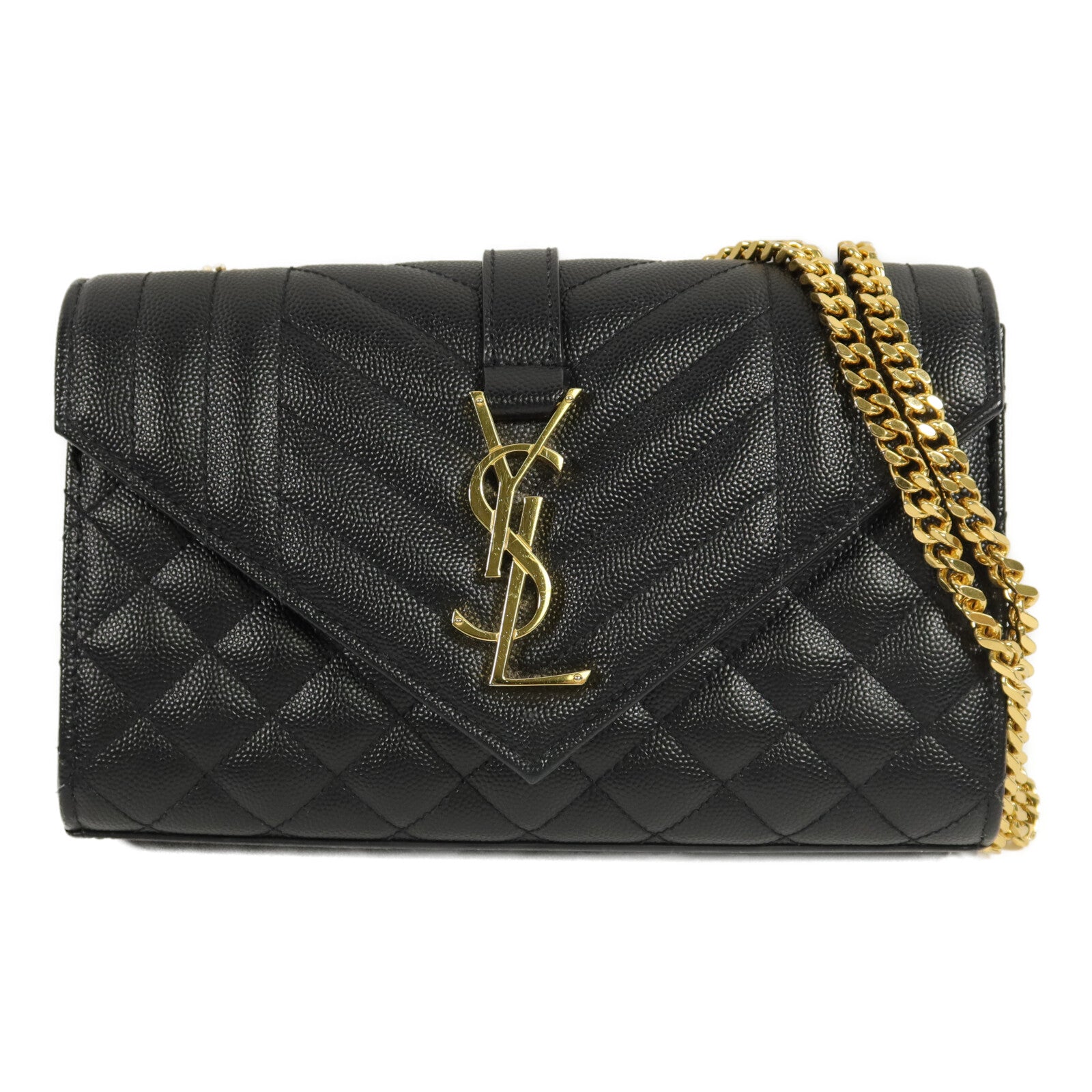 SAINT LAURENT 牛皮皮革Envelope鏈帶肩背袋