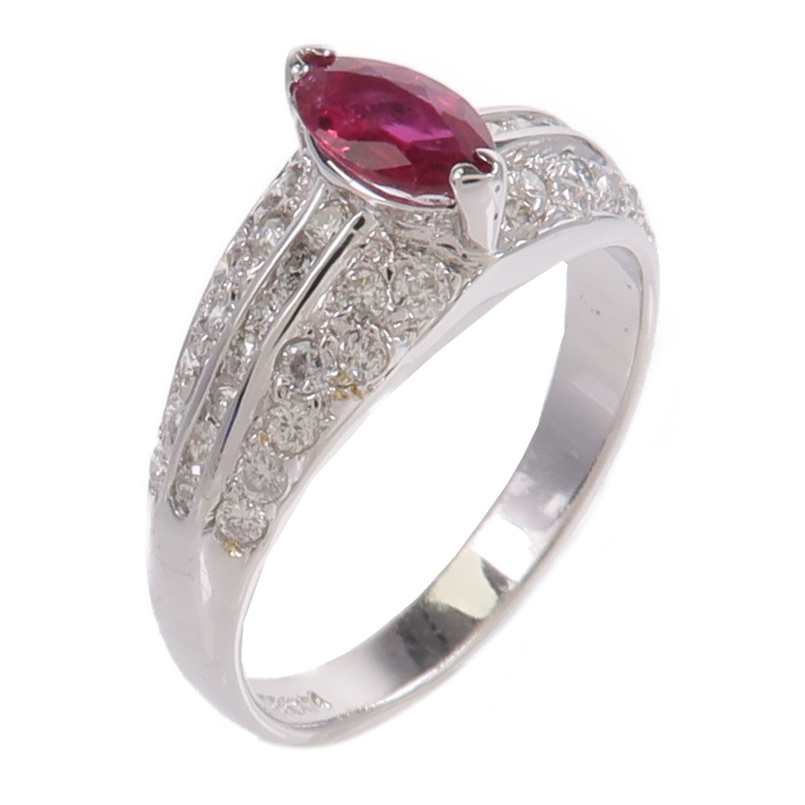 JEWELRY 14K白金Ruby Diamond Ring紅寶石鑽石戒指