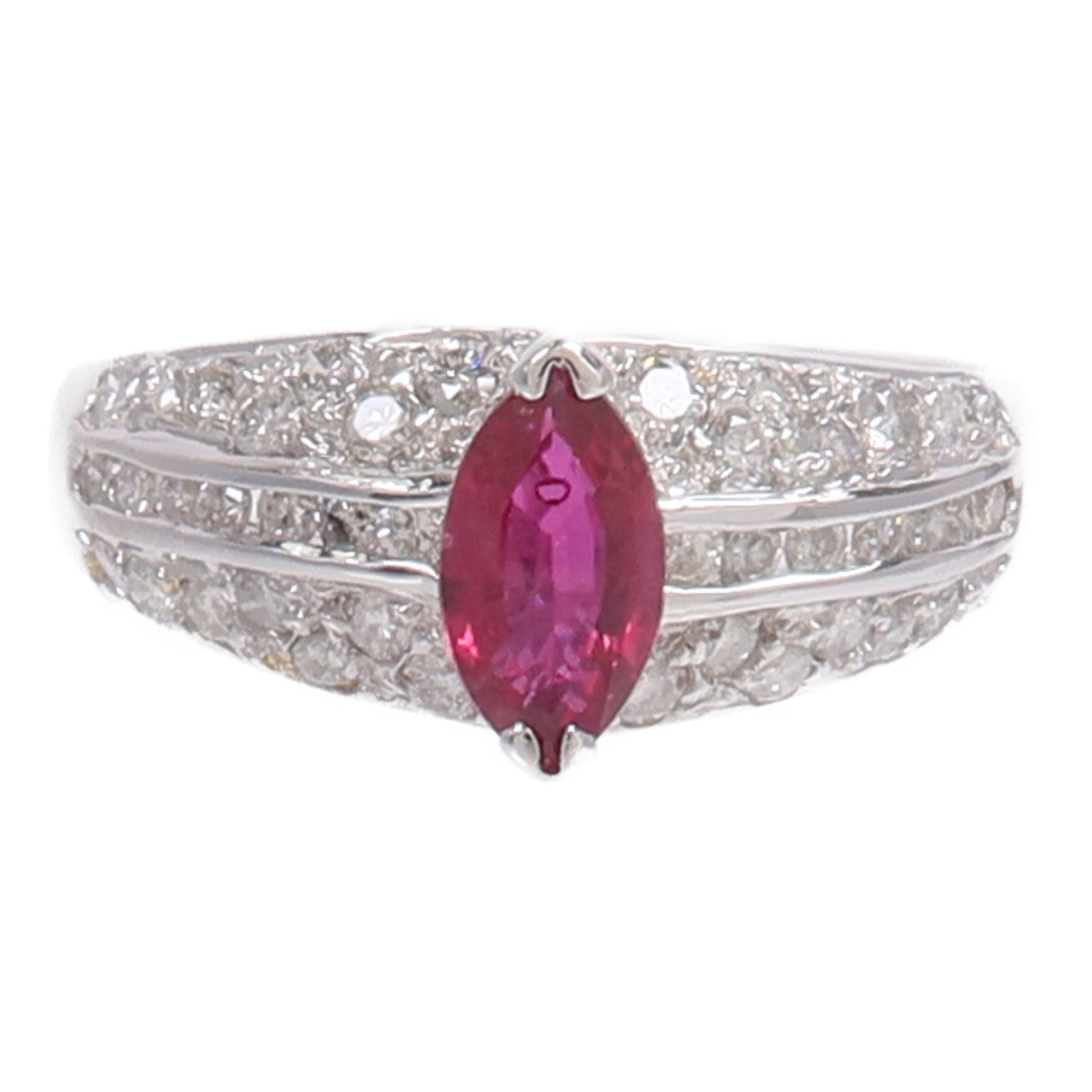 JEWELRY 14K白金Ruby Diamond Ring紅寶石鑽石戒指