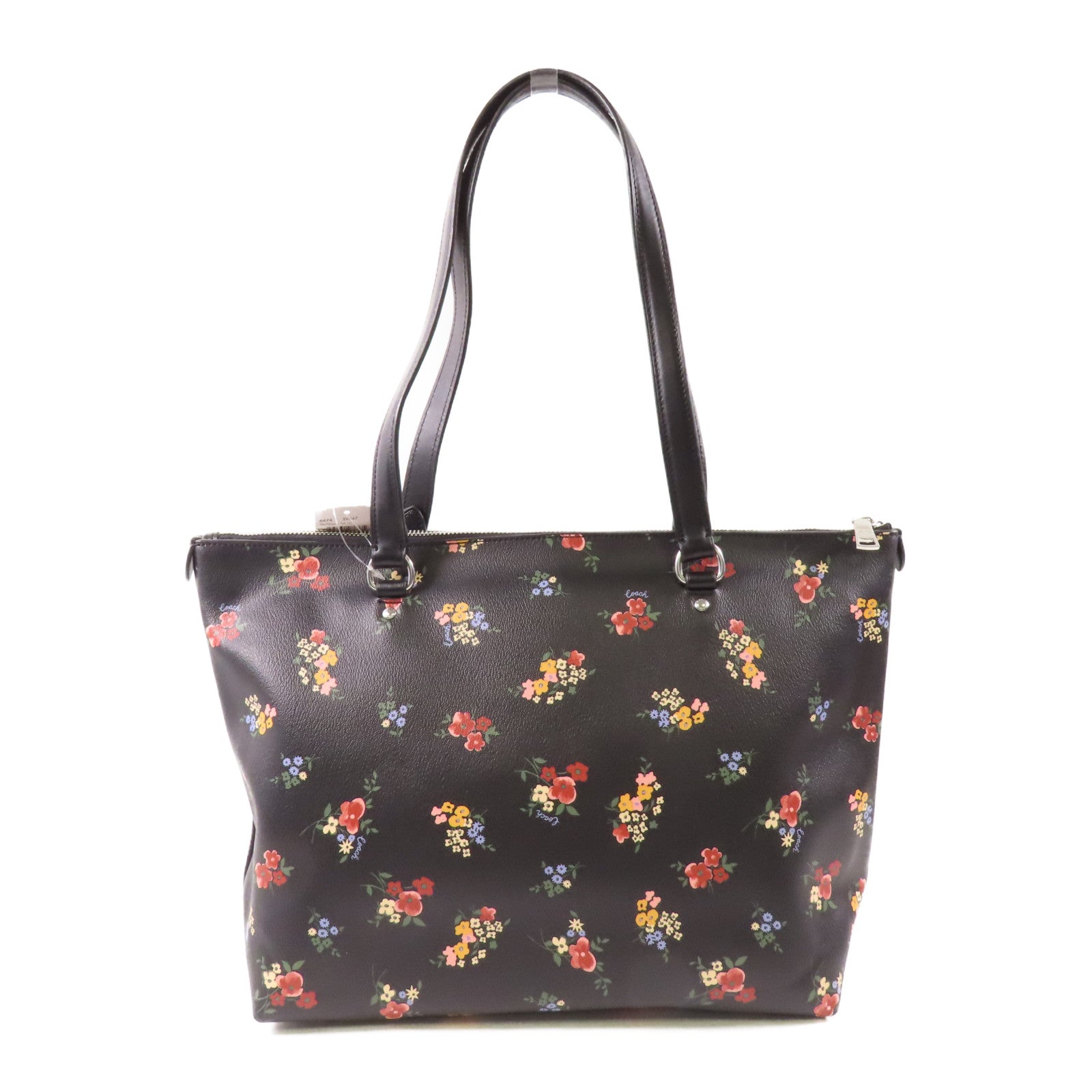 COACH 塗層帆布Shoulder Tote銀扣肩背袋