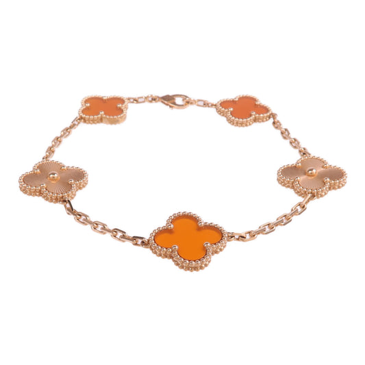 Van Cleef & Arpels 18K玫瑰金Vintage Alhambra Bracelet 5 Motifs紅玉髓手鏈