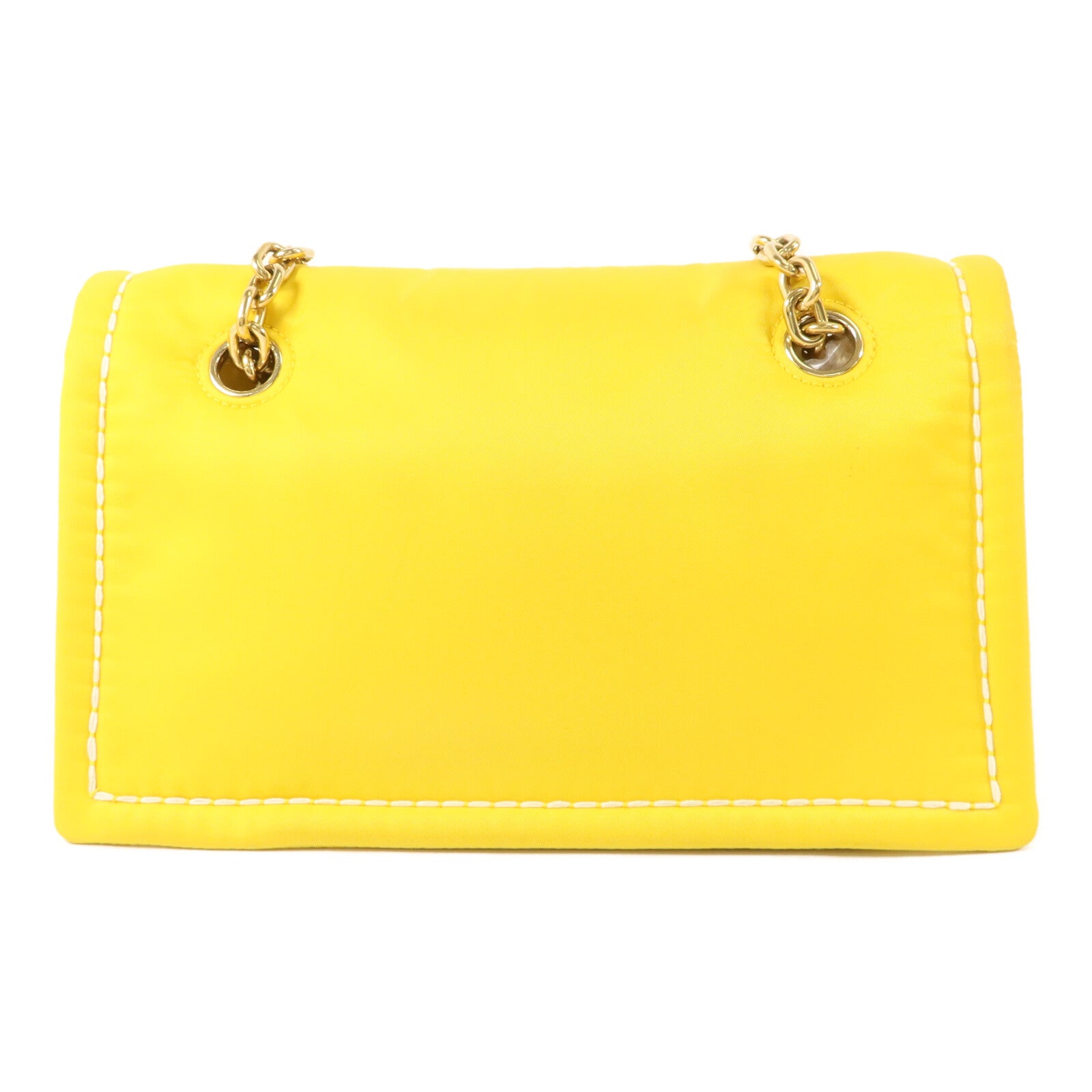 PRADA 尼龍Giallo Tessuto鏈帶手挽袋