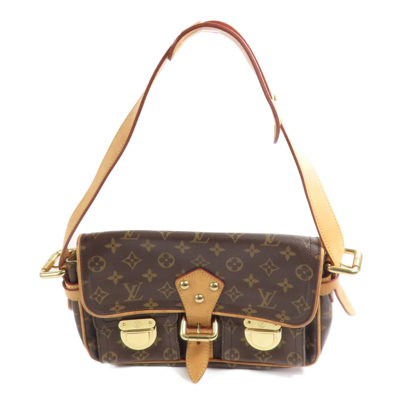 LOUIS VUITTON LV GHW Hudson PM Shoulder Bag M40027 Monogram Brown