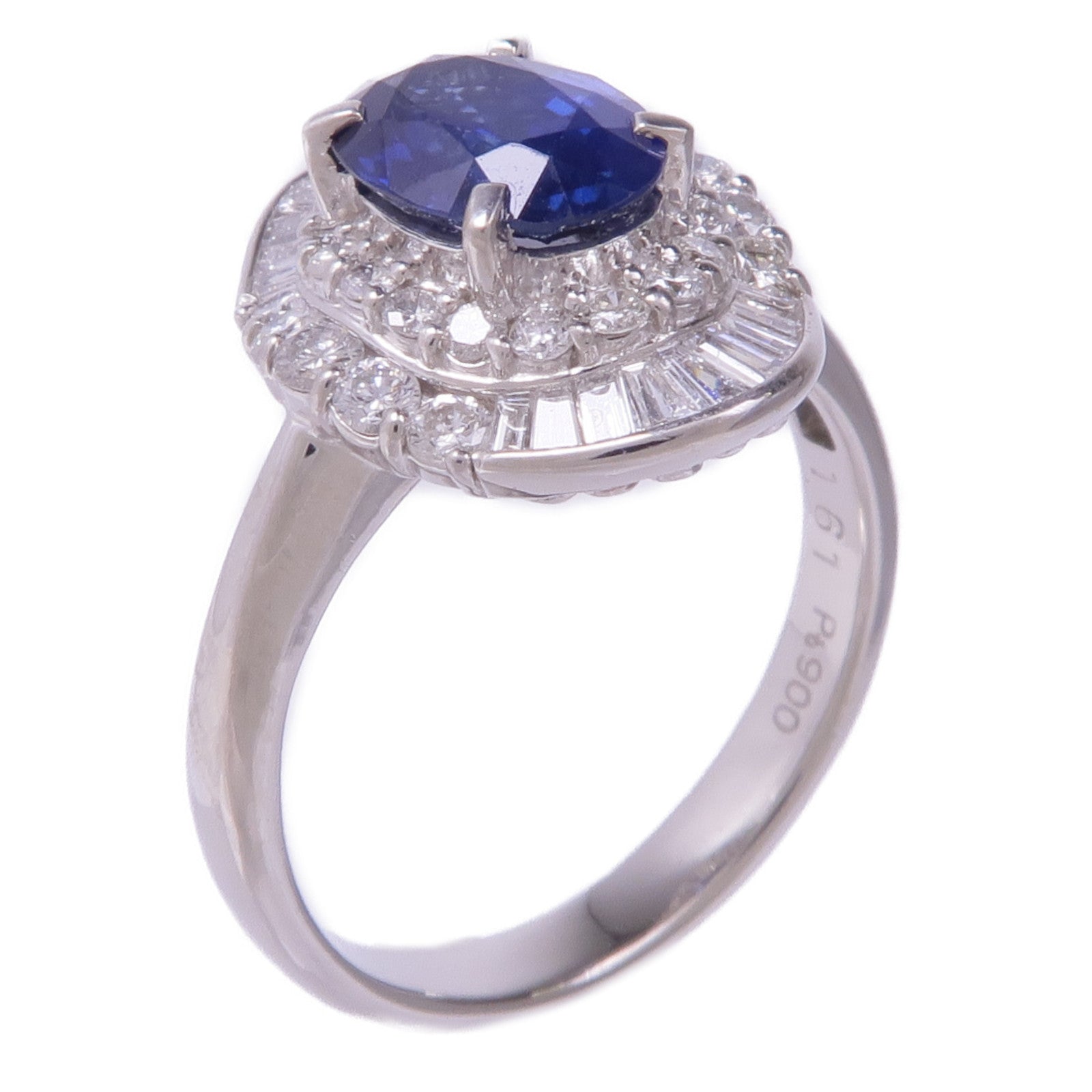 JEWELRY PT900鉑金Sapphire Diamond Ring藍寶石/鑽石戒指US#6.25