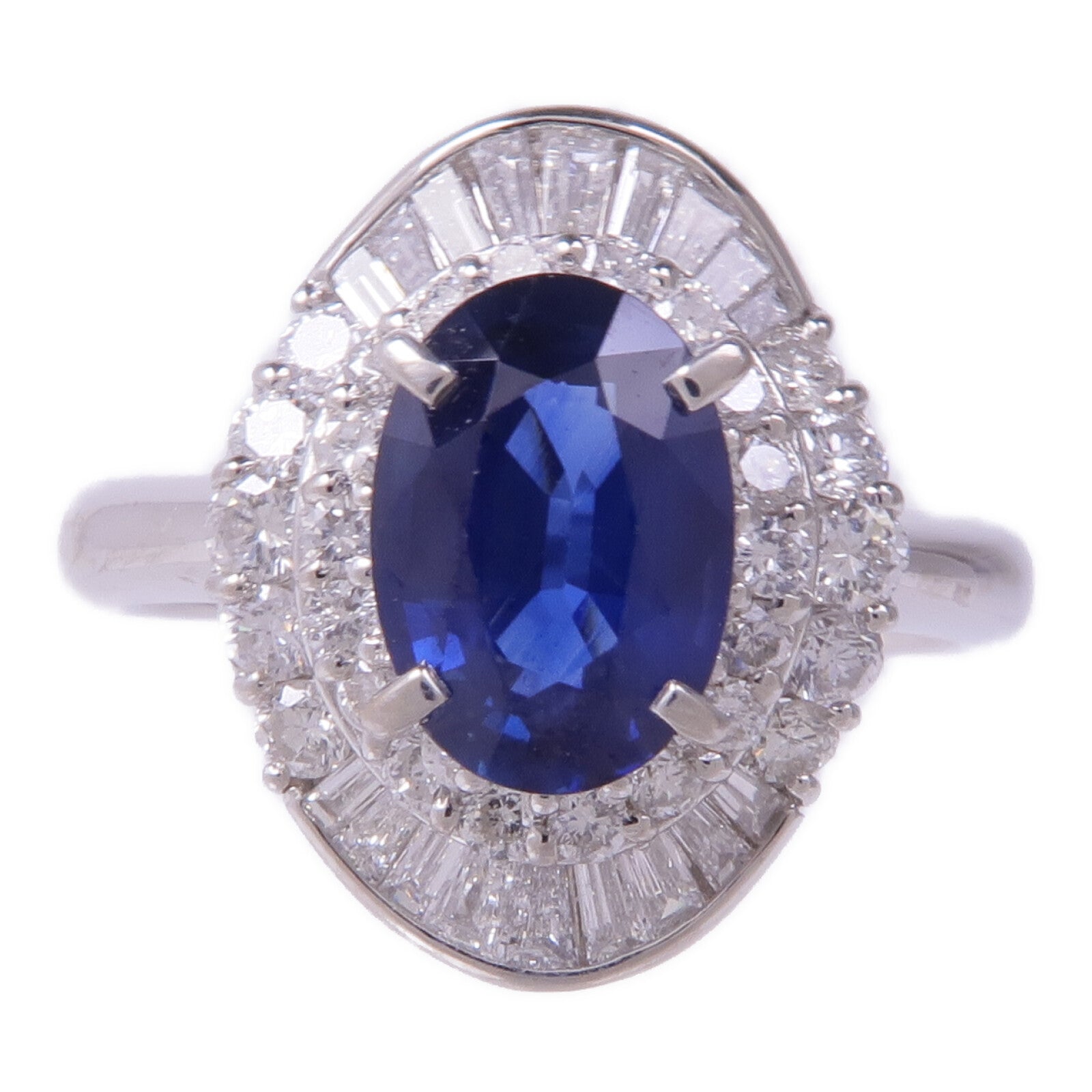 JEWELRY PT900鉑金Sapphire Diamond Ring藍寶石/鑽石戒指US#6.25