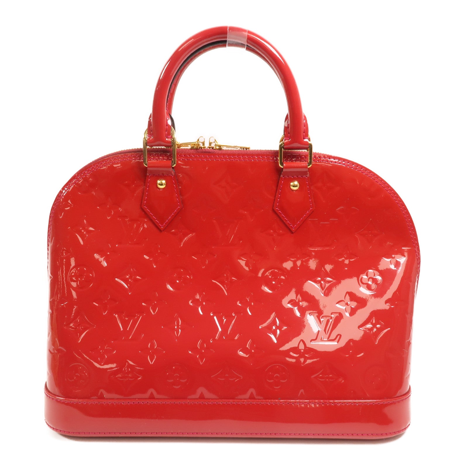 LOUIS VUITTON Monogram Vernis Alma MM金扣手挽袋