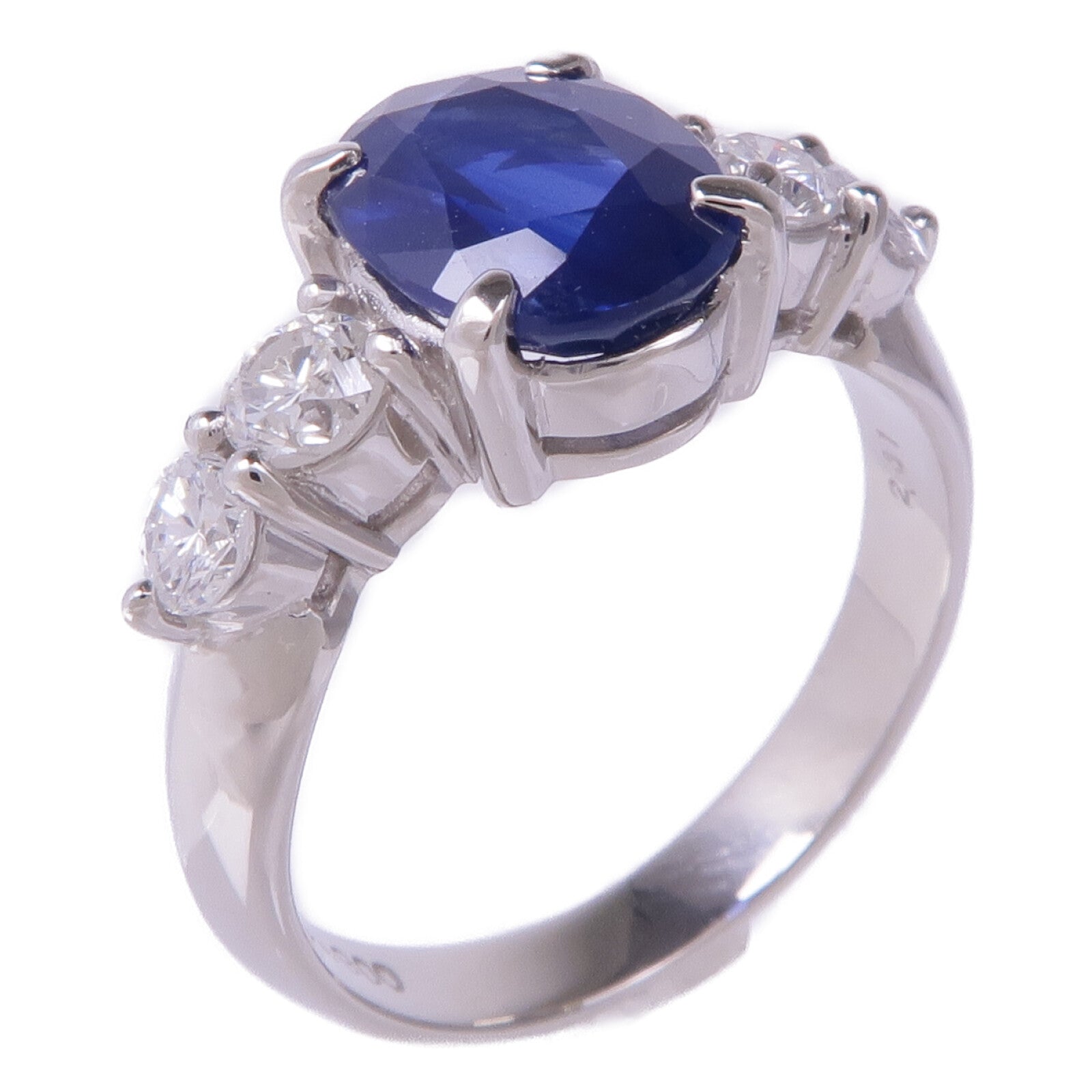 JEWELRY PT900鉑金Sapphire Diamond Ring藍寶石/鑽石戒指US#5.75