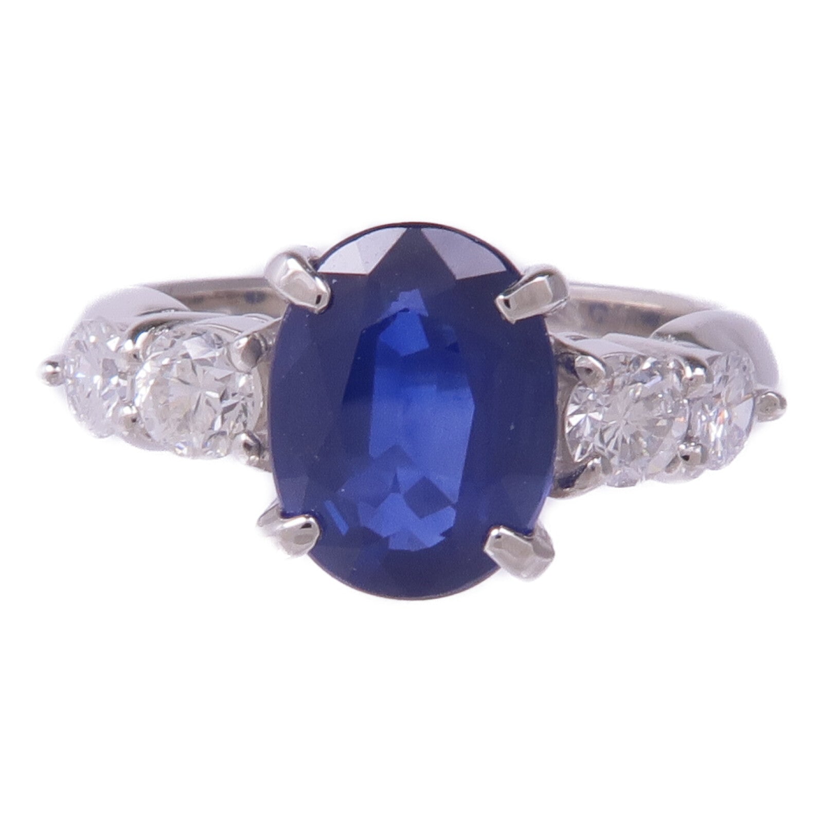 JEWELRY PT900鉑金Sapphire Diamond Ring藍寶石/鑽石戒指US#5.75