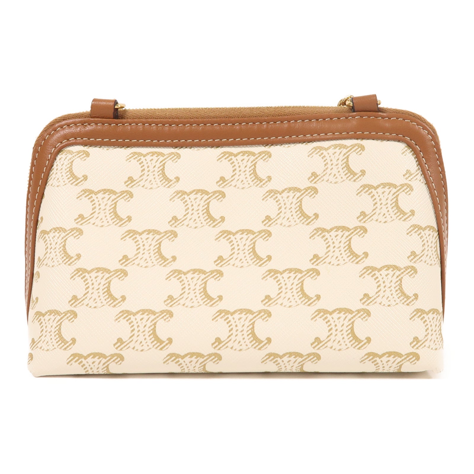 CELINE 塗層帆布Clutch On Chain金扣鏈帶肩背袋