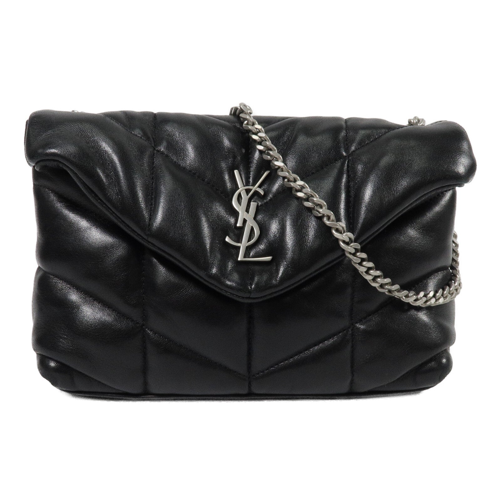 SAINT LAURENT 羊皮皮革Puffer Toy鏈帶肩背袋