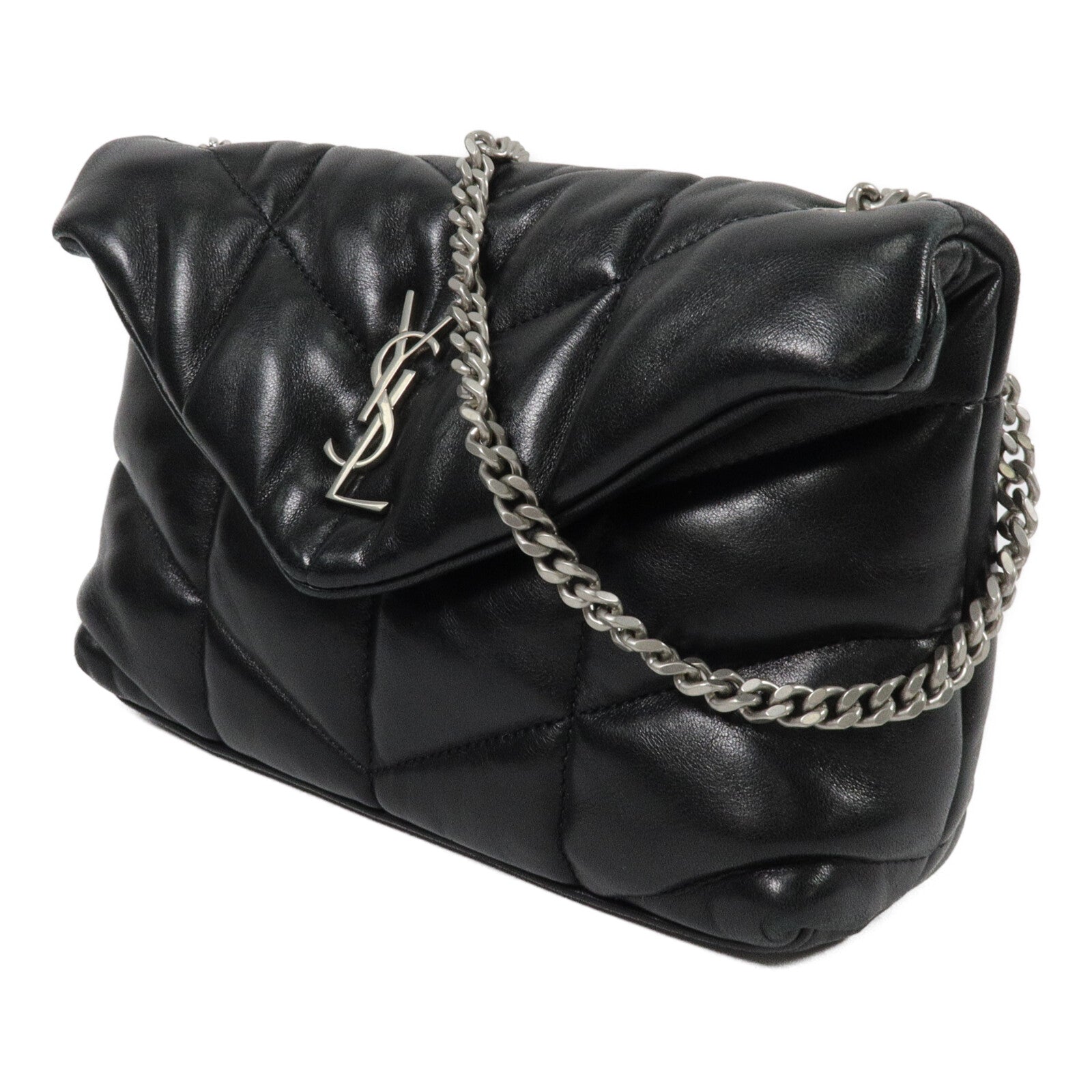 SAINT LAURENT 羊皮皮革Puffer Toy鏈帶肩背袋