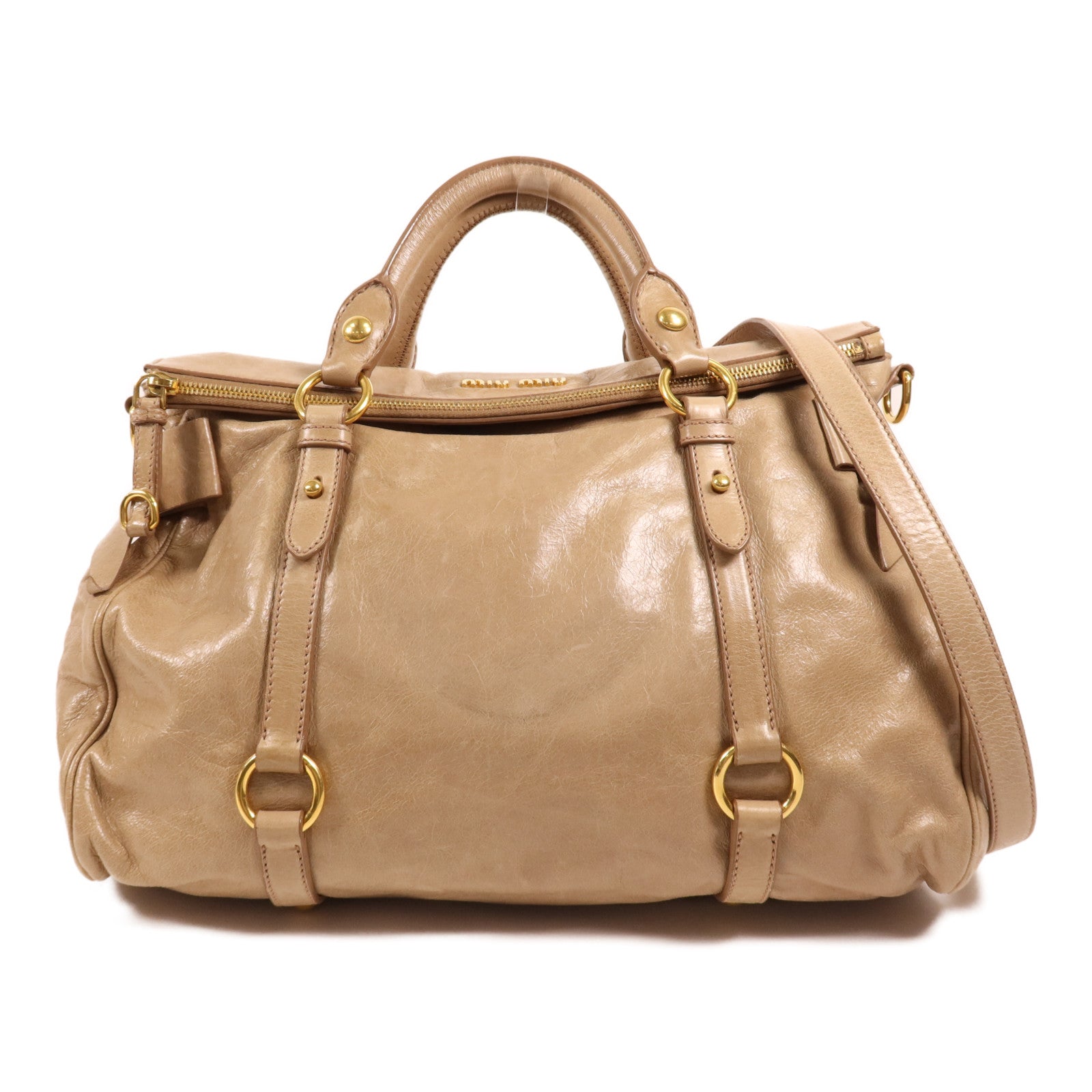 Miu Miu 牛皮皮革2 Way Bag金扣手挽肩背兩用袋