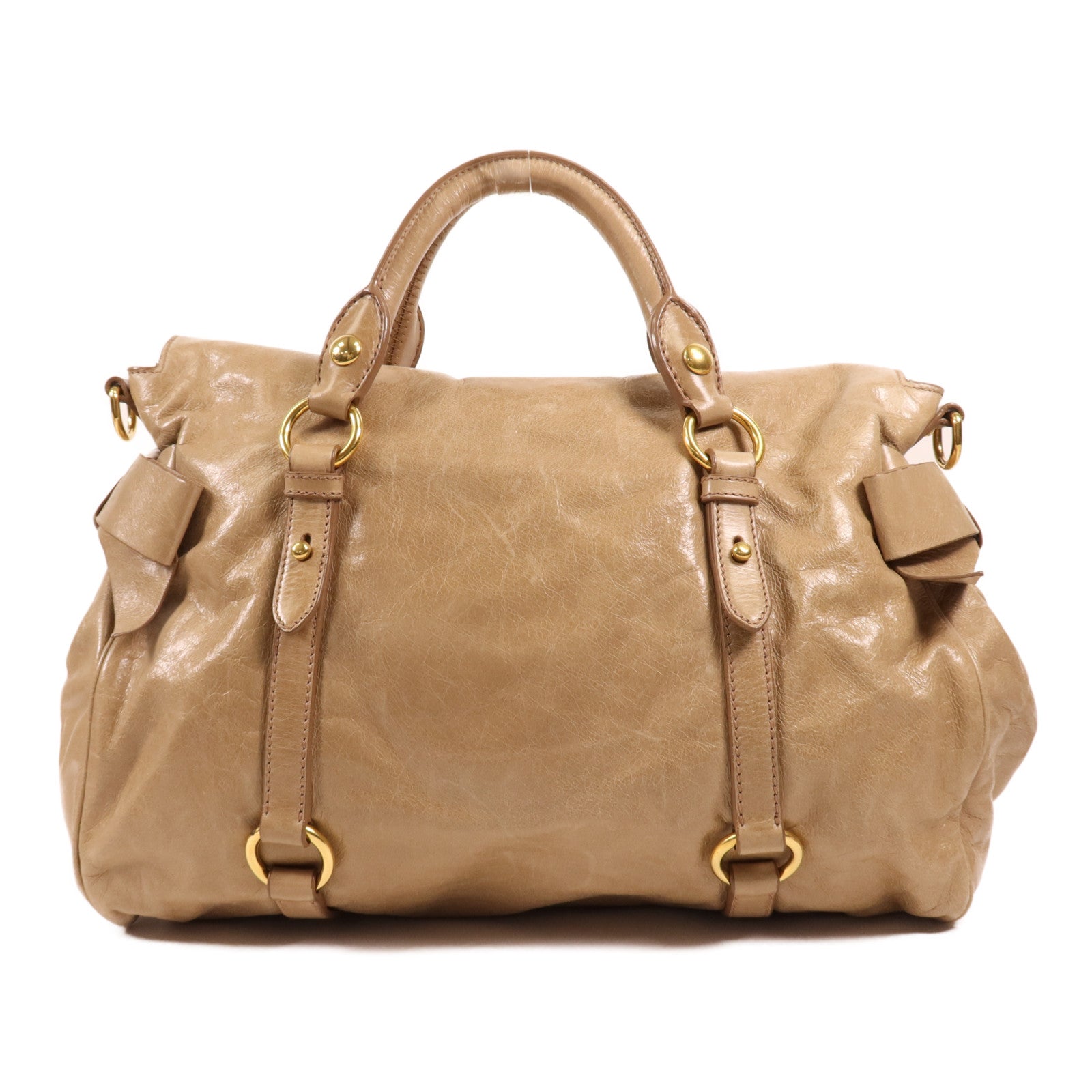 Miu Miu 牛皮皮革2 Way Bag金扣手挽肩背兩用袋