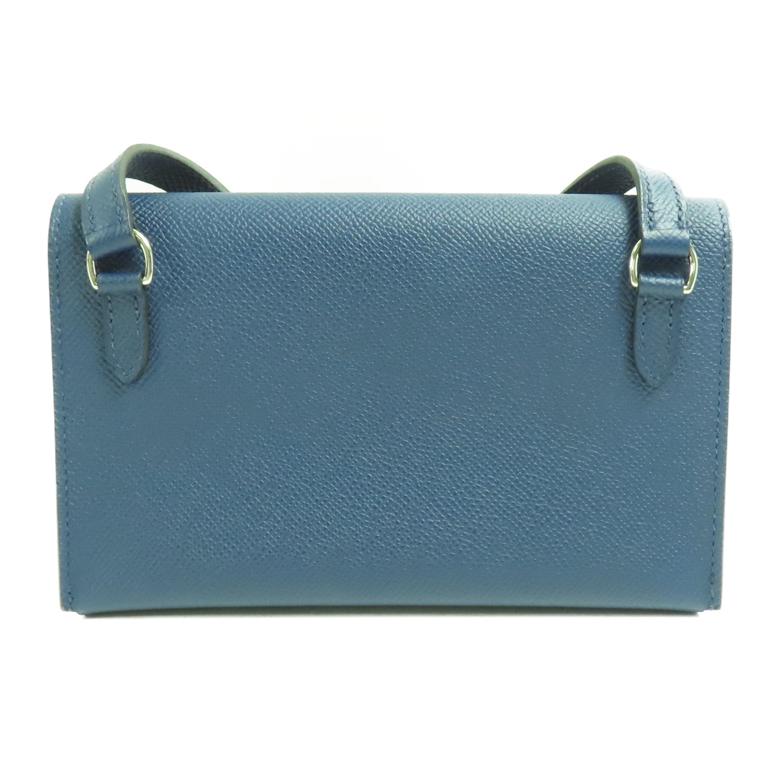 HERMES PHW Hermesnap Wallet Shoulder Bag Epsom Leather Navy