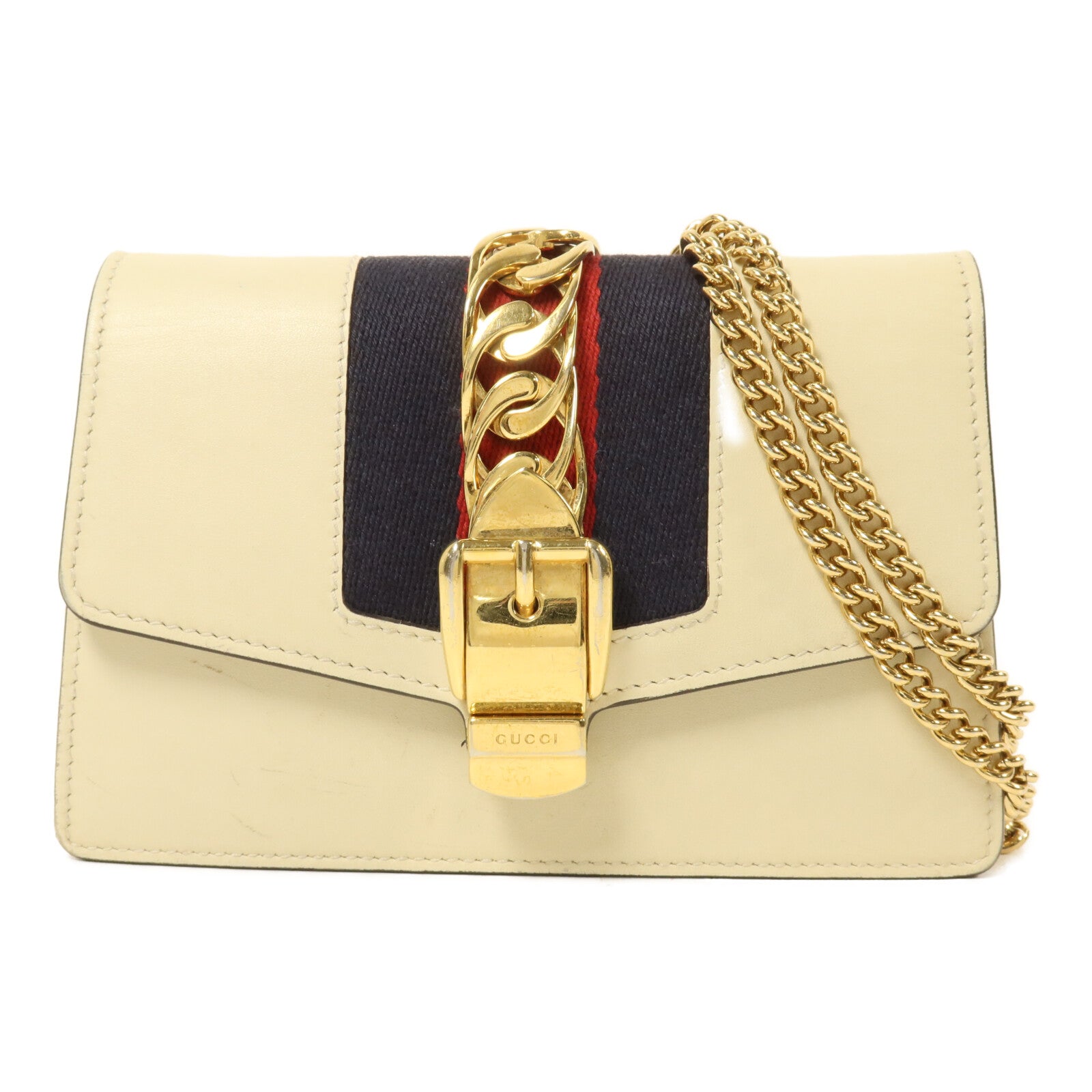 GUCCI 牛皮皮革Super Mini Sylvia鏈帶肩背袋