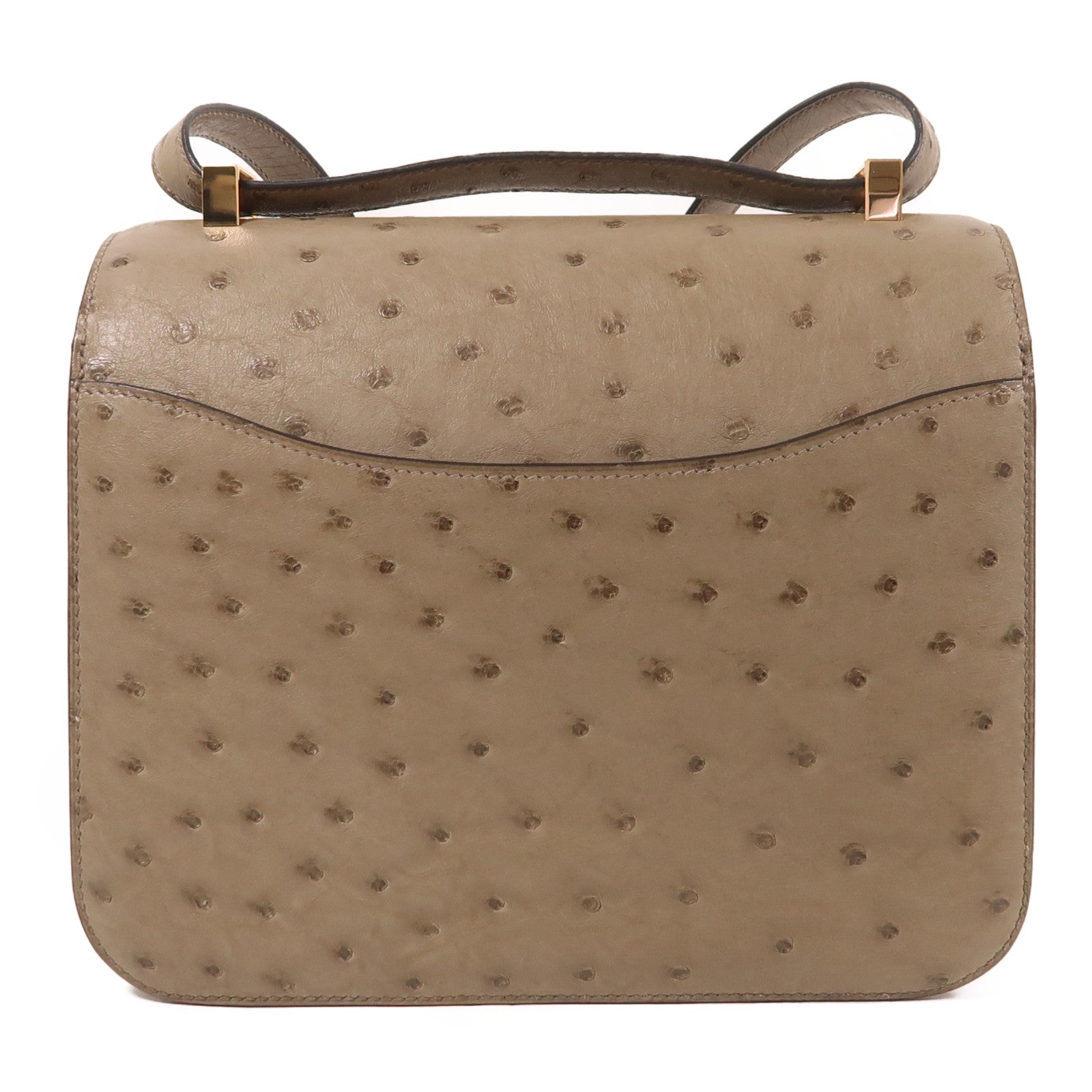 HERMES 鴕鳥皮革Constance 24金扣肩背袋