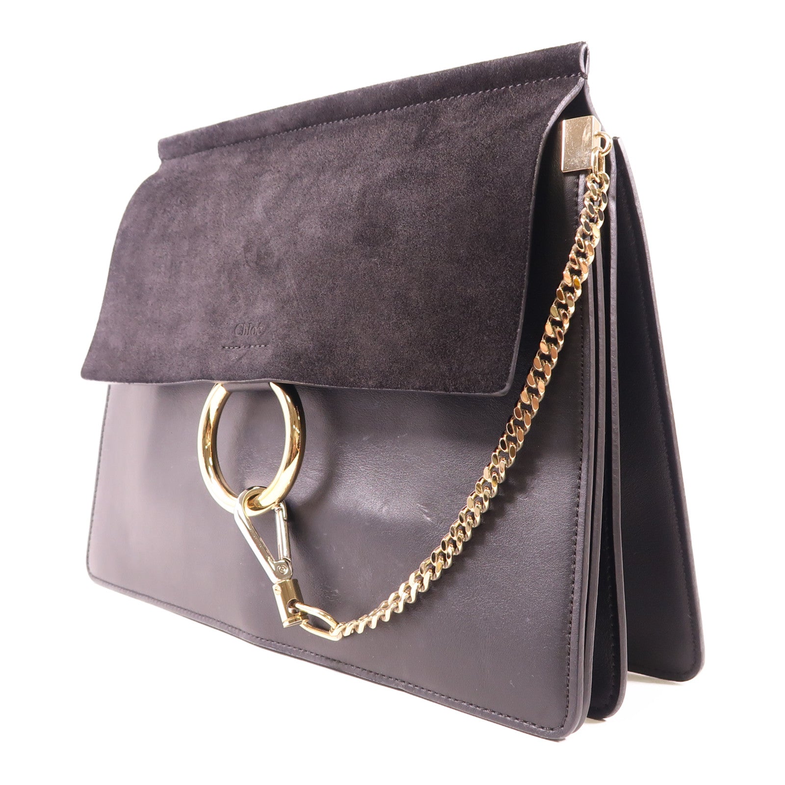 Chloe GHW Faye Shoulder Bag Calfskin Leather Black