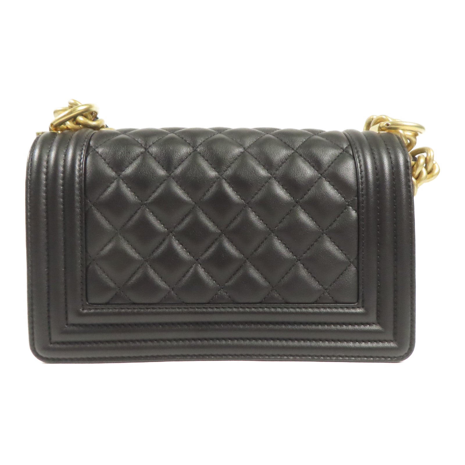 CHANEL 羊皮皮革Boy 20金扣鏈帶肩背袋