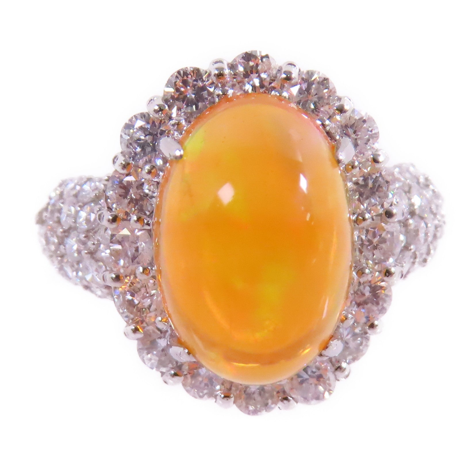 JEWELRY【激減優惠】 PT900鉑金/蛋白石/鑽石Opal Diamond Ring戒指US#5.75