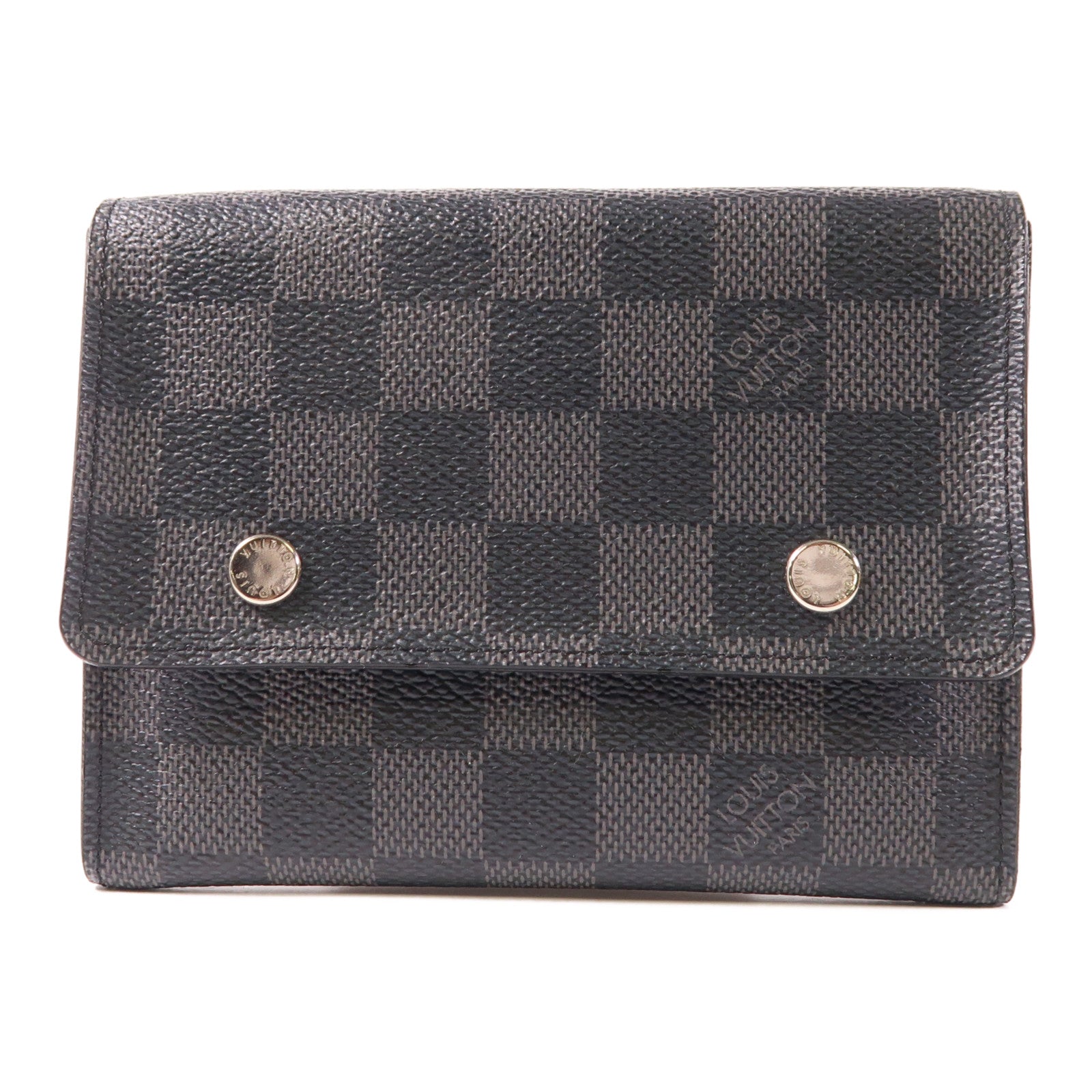LOUIS VUITTON Damier Graphite Alpha Triple Pouch銀扣錢包