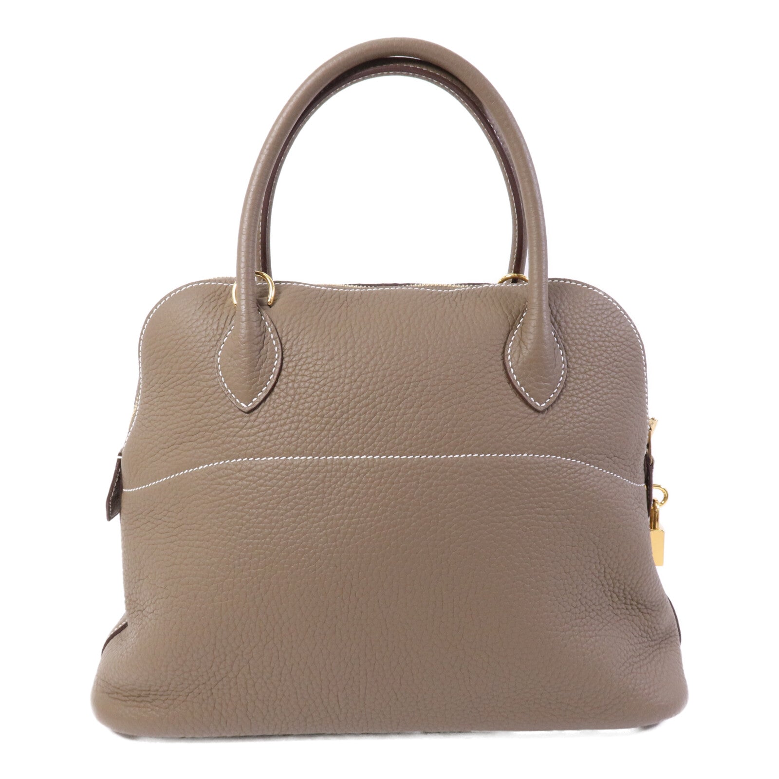 HERMES Clemence皮革Bolide 31金扣手挽肩背兩用袋Etoupe