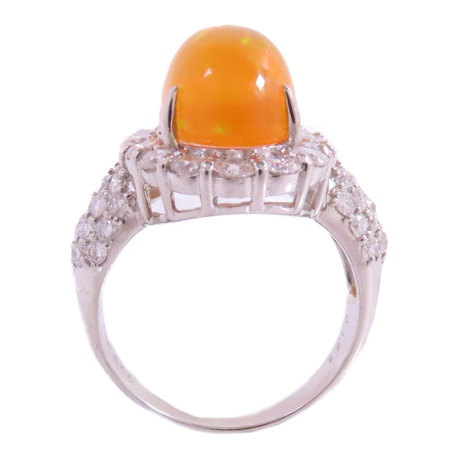 JEWELRY【激減優惠】 PT900鉑金/蛋白石/鑽石Opal Diamond Ring戒指US#5.75