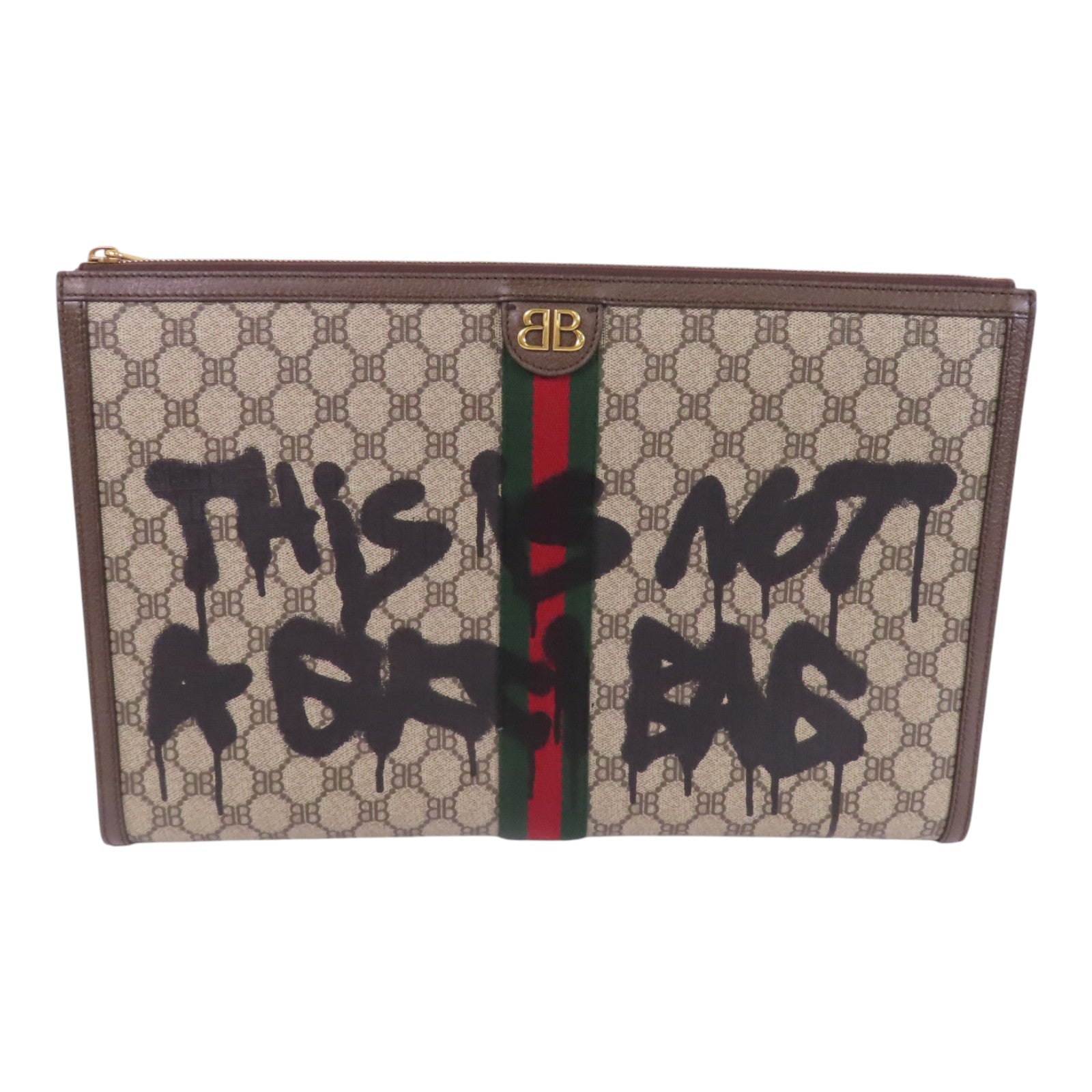 BALENCIAGA 塗層帆布GuccixBalenciaga金扣手拿包