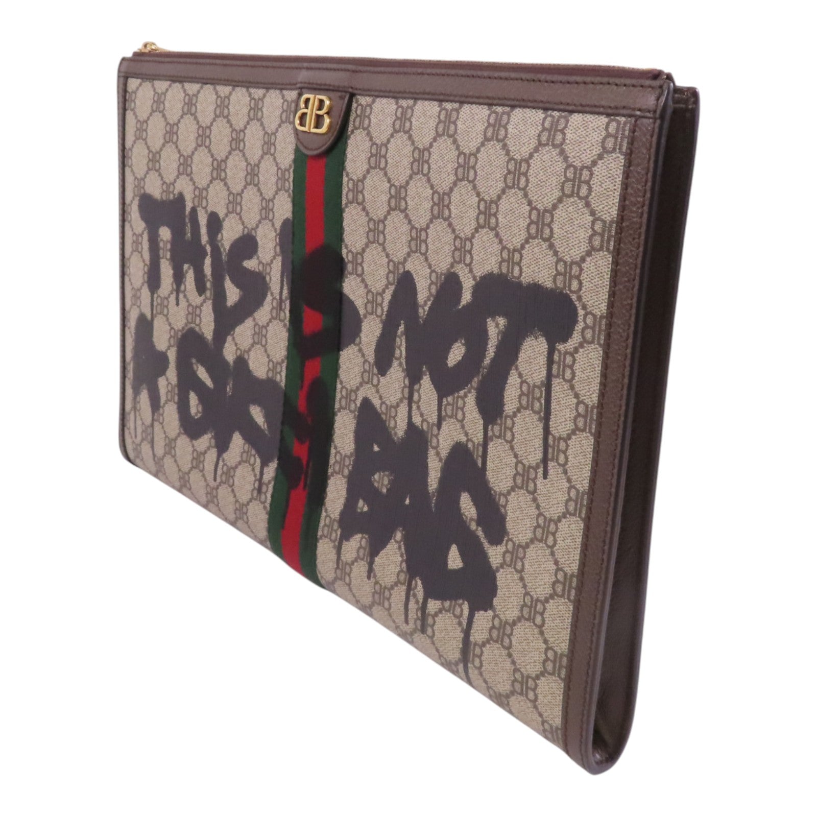 BALENCIAGA 塗層帆布GuccixBalenciaga金扣手拿包