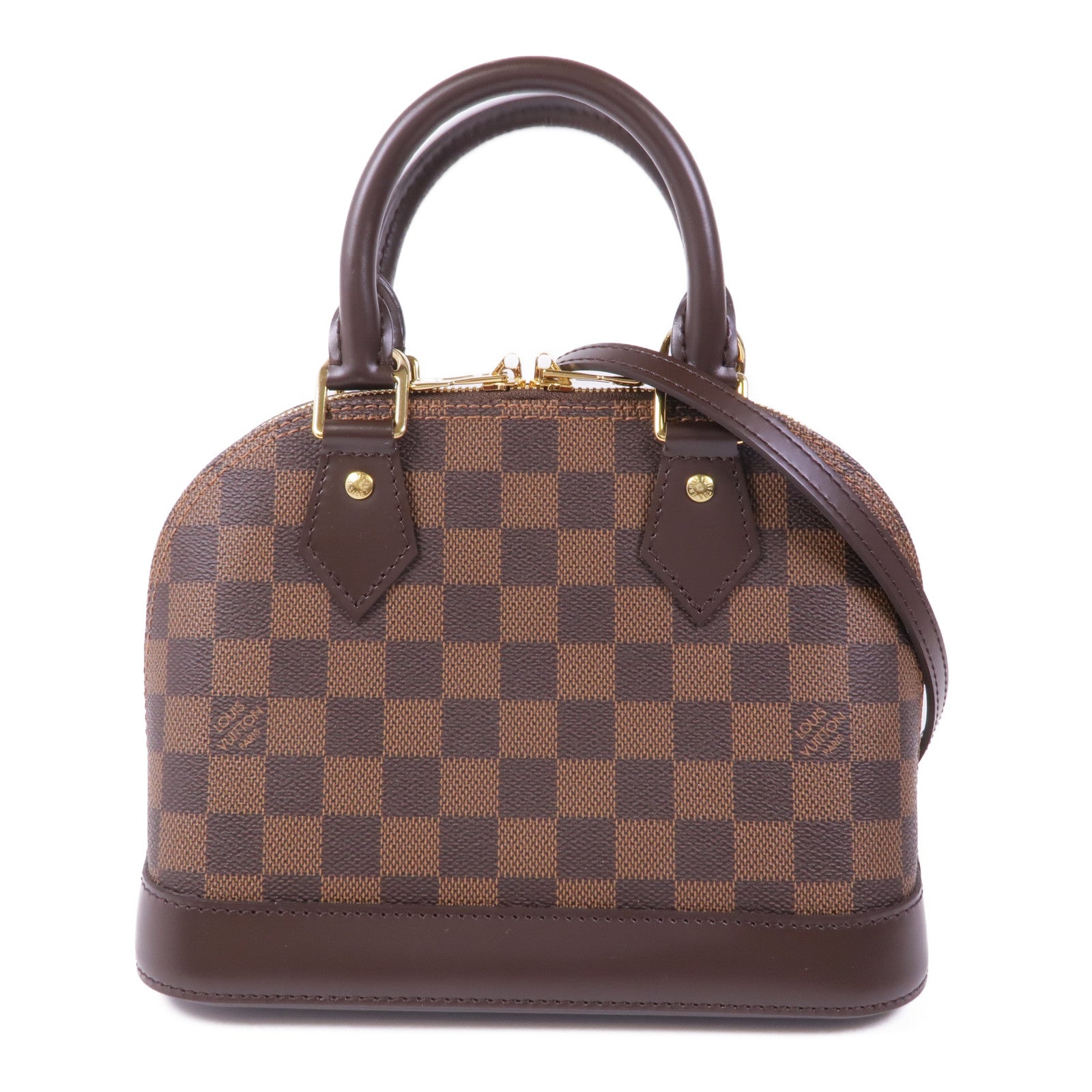 LOUIS VUITTON Damier Alma BB金扣手挽肩背兩用袋棕色