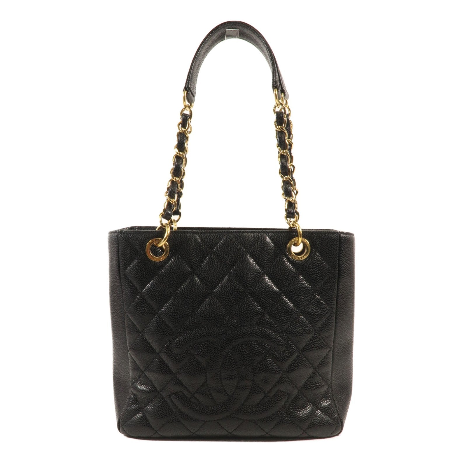 CHANEL 牛皮皮革Shoulder Bag 金扣鏈帶肩背袋