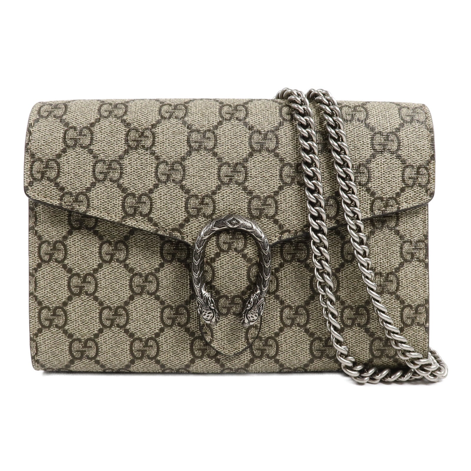 GUCCI 塗層帆布Dionysus Wallet On Chain鏈帶肩背袋