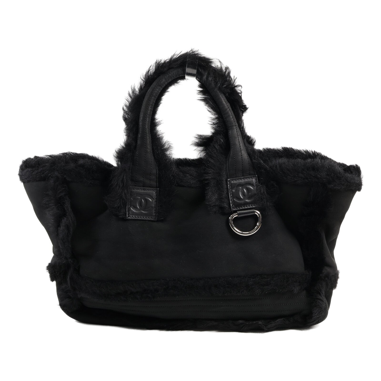 CHANEL 【激減優惠】羊皮/羊毛Tote Bag銀扣手挽袋