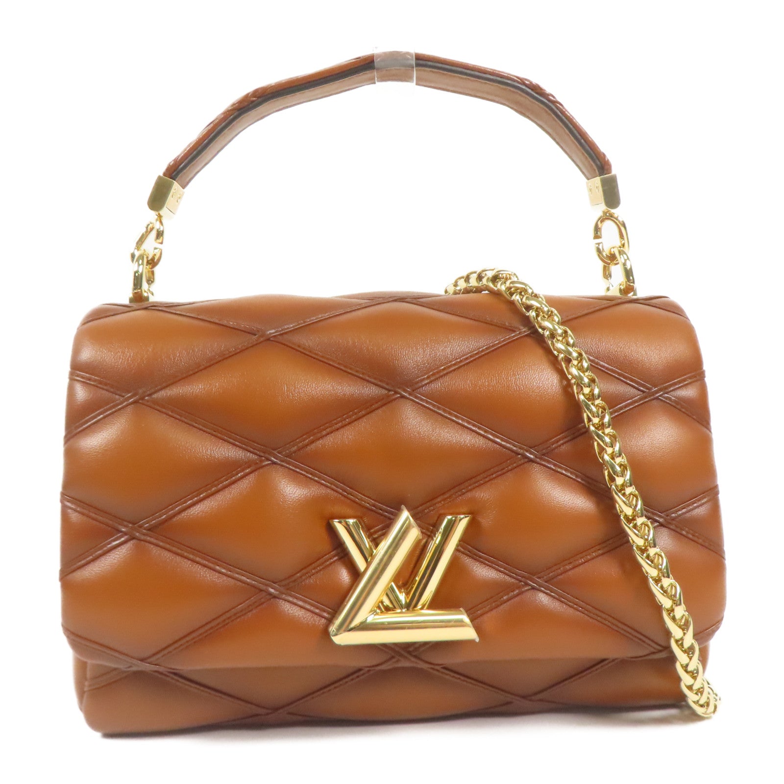 LOUIS VUITTON 羊皮皮革GO-14 MM金扣鏈帶手挽肩背兩用袋