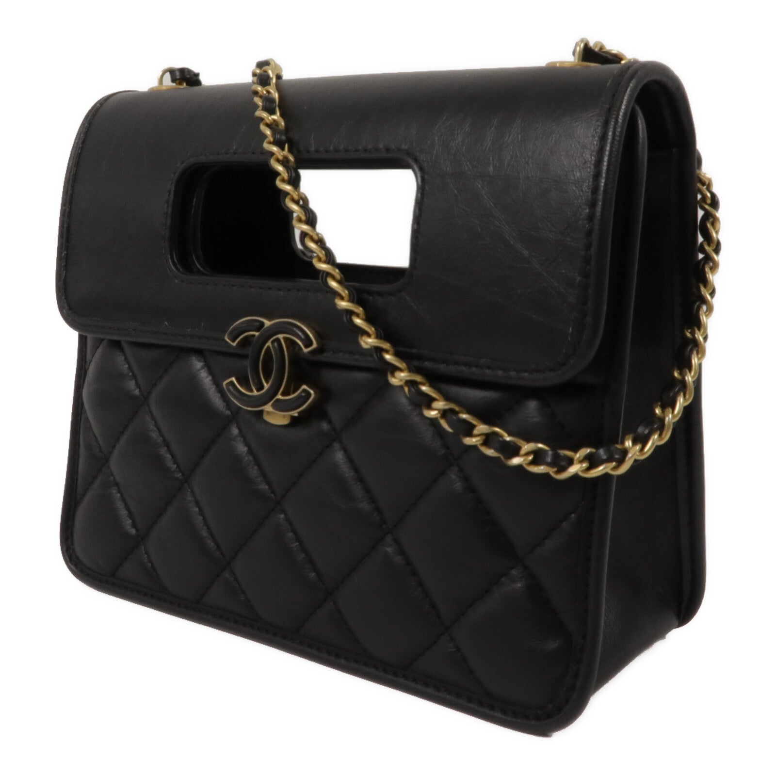 CHANEL 牛皮皮革Mini Flap鏈帶手挽肩背兩用袋