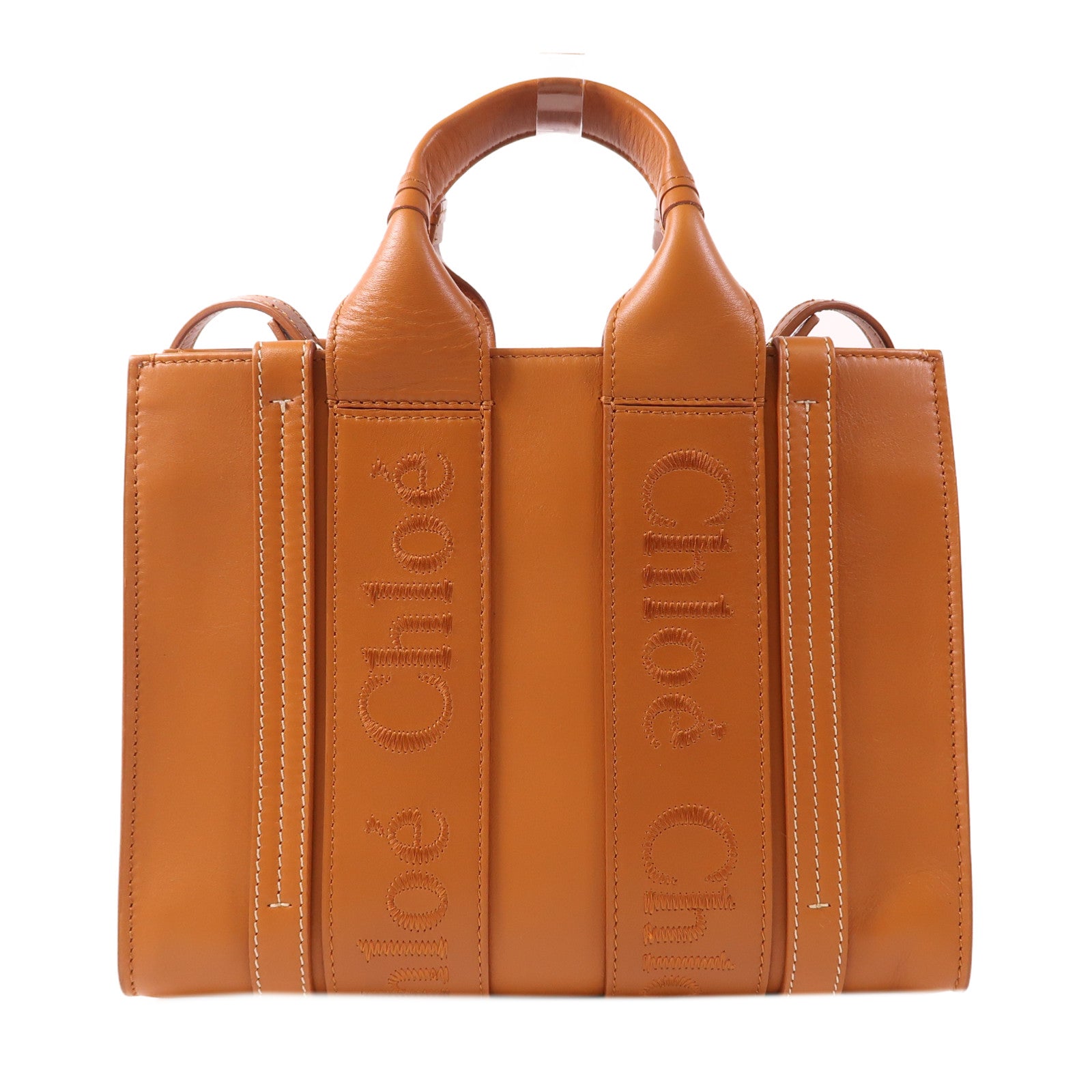 Chloe 牛皮皮革Small Woody Bag金扣手挽肩背兩用袋