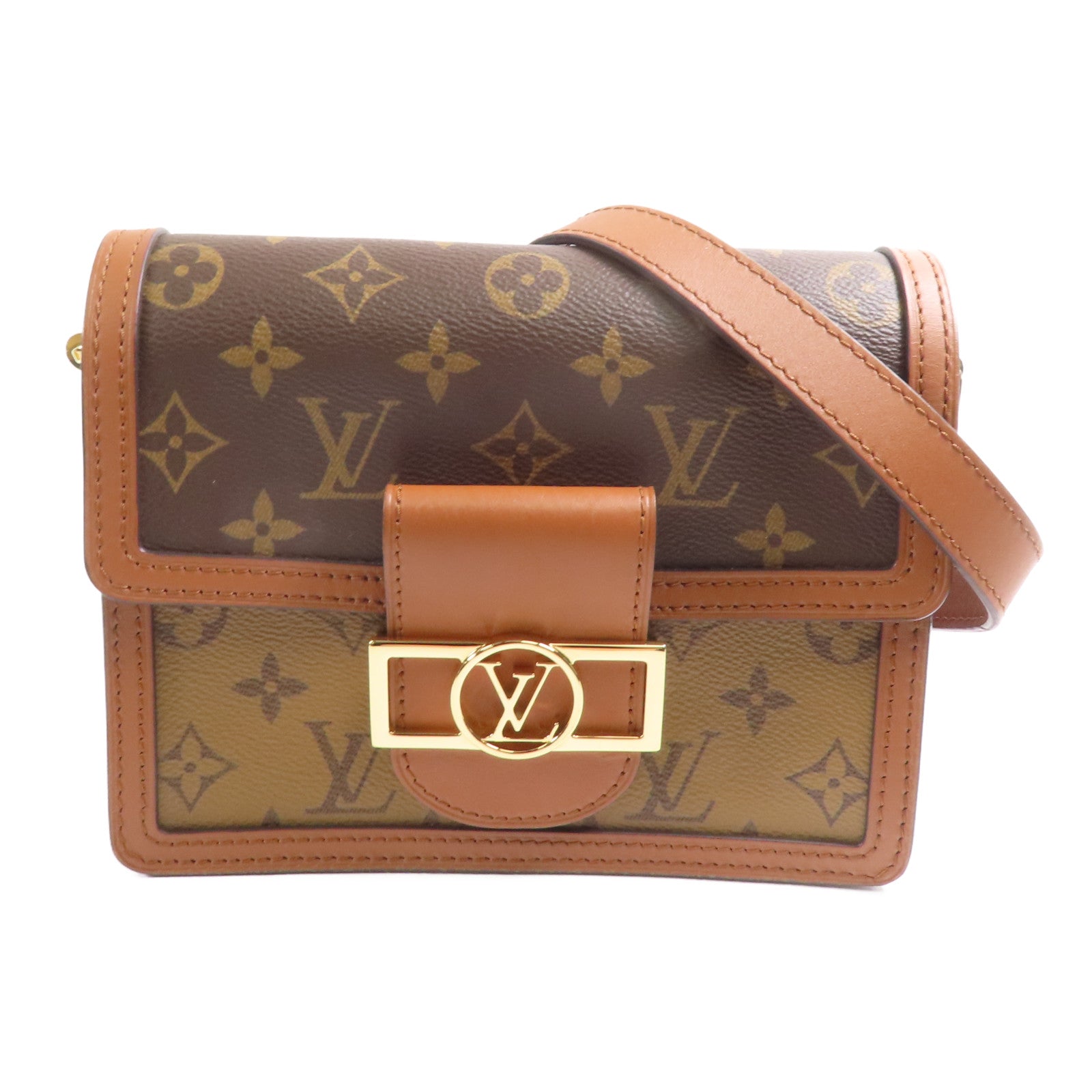 LOUIS VUITTON LV GHW Mini Dauphine Shoulder Bag M44580 Monogram Reverse Brown