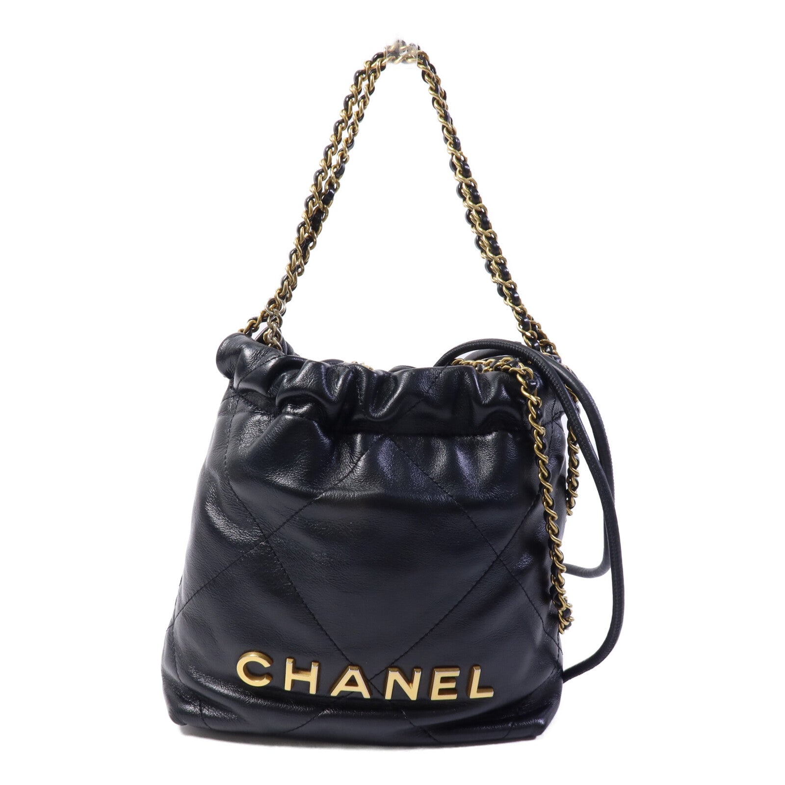 CHANEL 牛皮皮革C22 Mini金扣鏈帶肩背袋