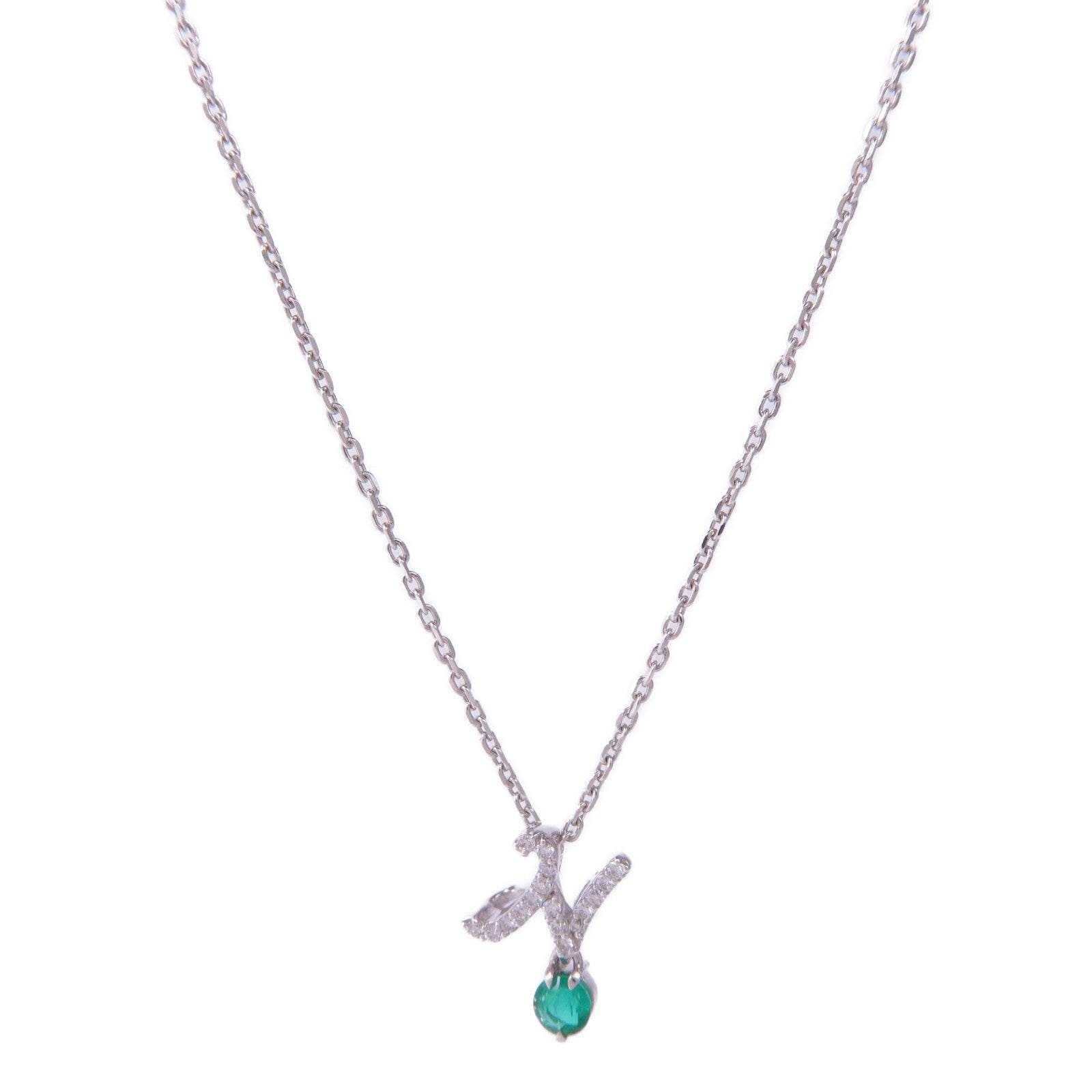 JEWELRY 18K白金Emerald Diamond Necklace綠寶石/鑽石項鍊