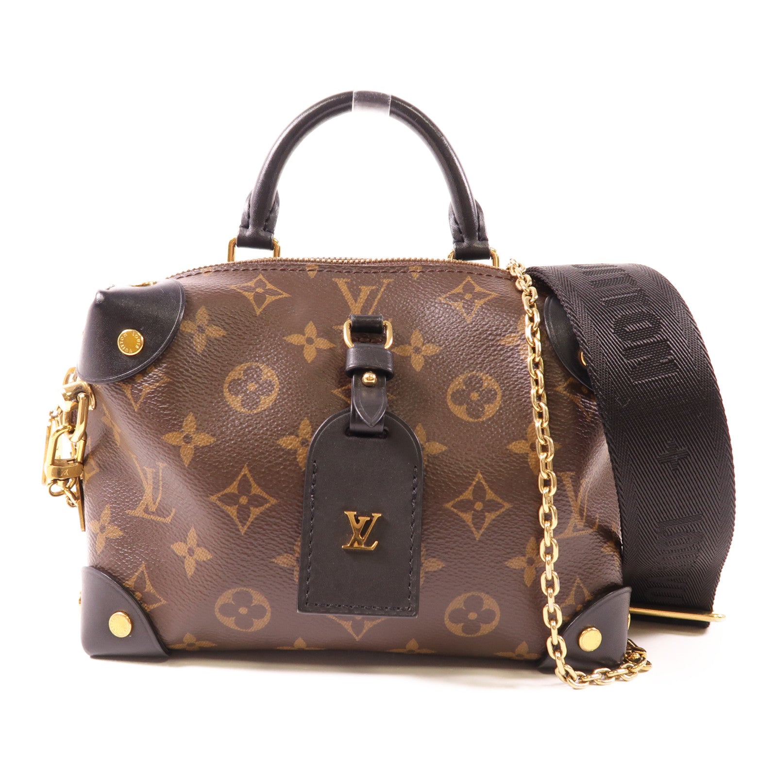 LOUIS VUITTON Monogram Petite Malle Souple金扣手挽肩背兩用袋
