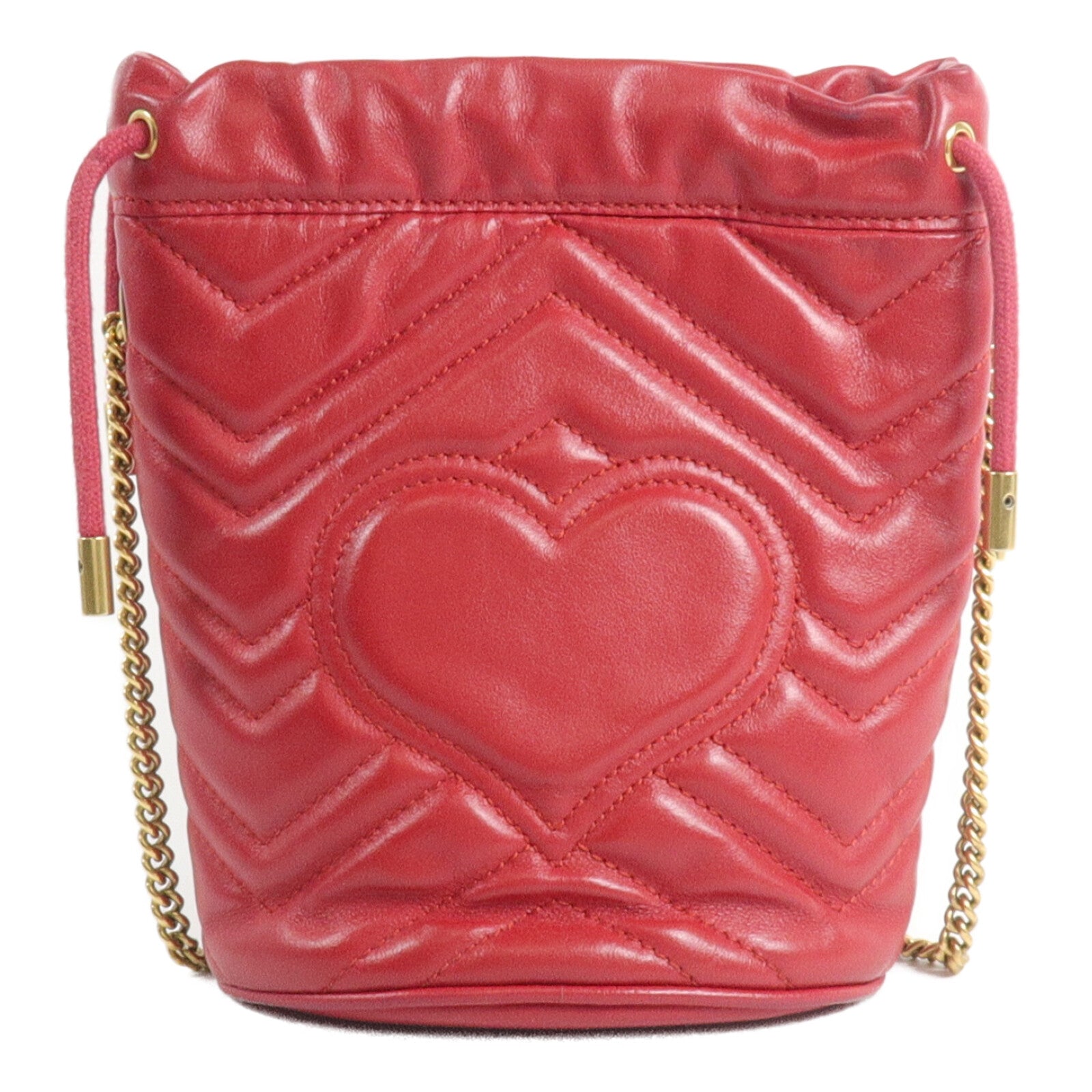 GUCCI 牛皮皮革GG Marmont Mini Bucket鏈帶肩背袋