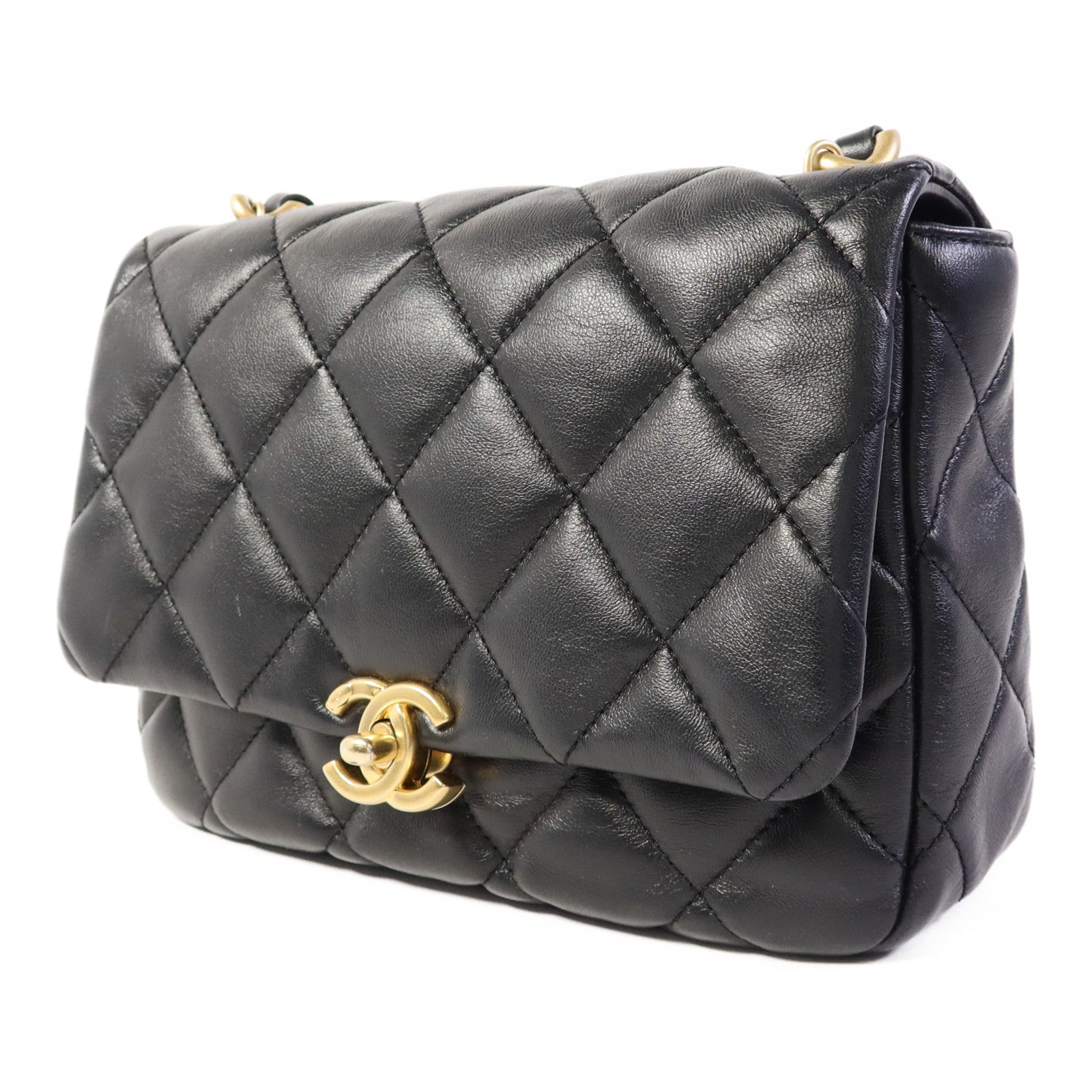 CHANEL 羊皮皮革Chain Shoulder Bag金扣鏈帶肩背袋