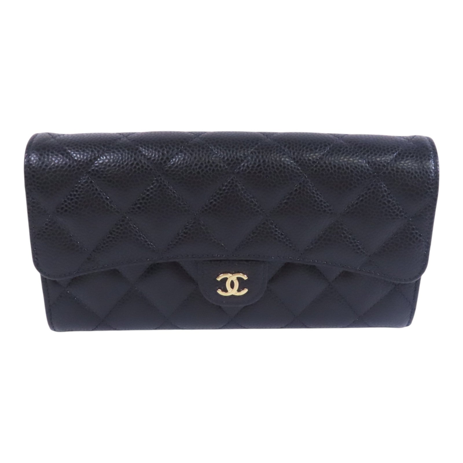 CHANEL【激減優惠】 牛皮皮革Long Wallet金扣長錢包