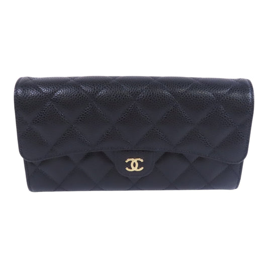 CHANEL【激減優惠】 牛皮皮革Long Wallet金扣長錢包